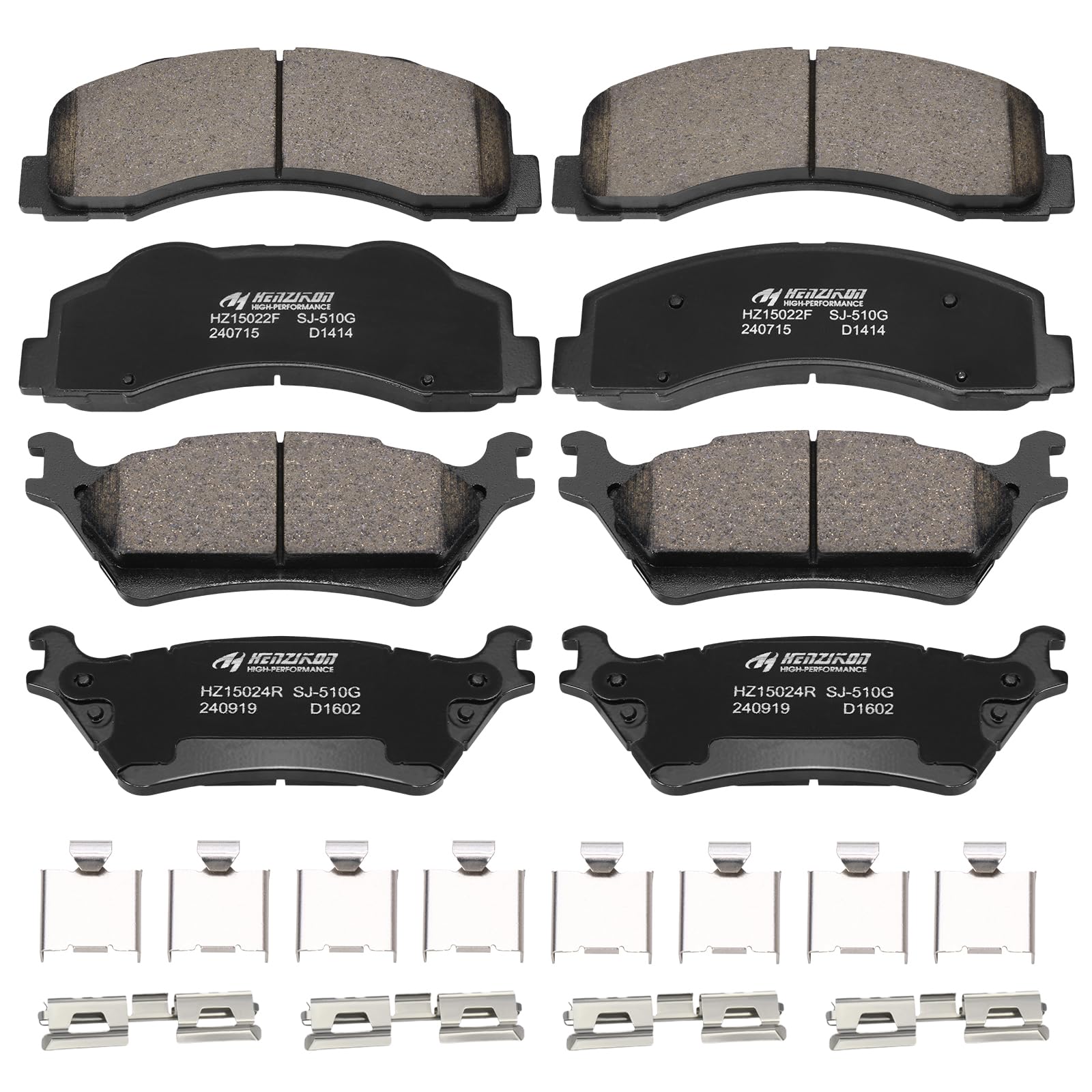 HYFTJYZ ceramic front brake pad close-up shows low-dust performance for Ford F-150.