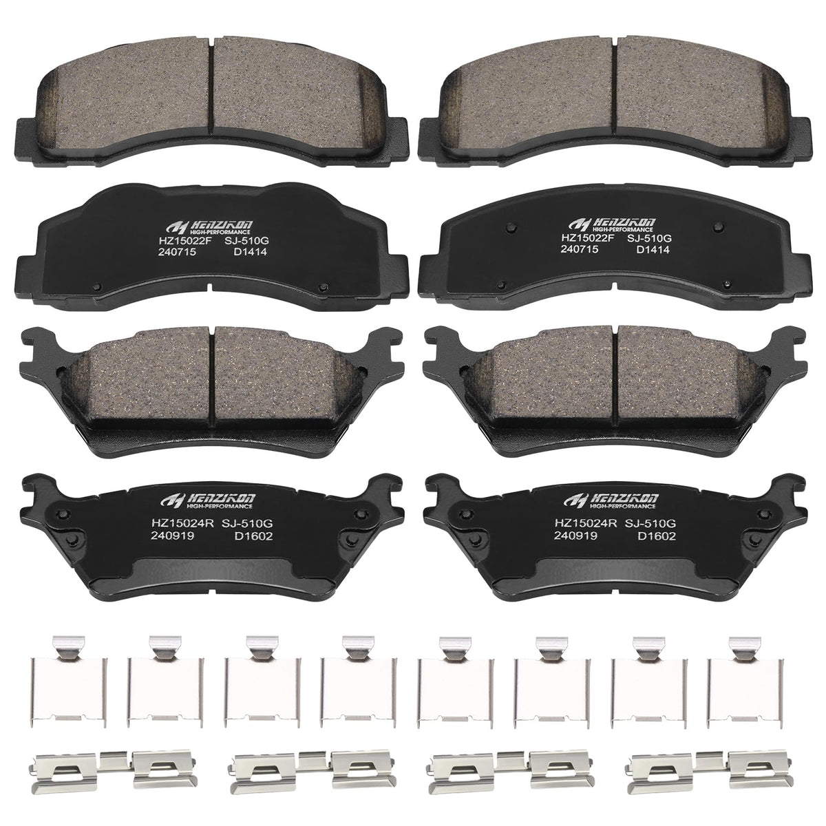 HYFTJYZ ceramic front brake pad close-up shows low-dust performance for Ford F-150.