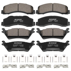 HYFTJYZ ceramic front brake pad close-up shows low-dust performance for Ford F-150.