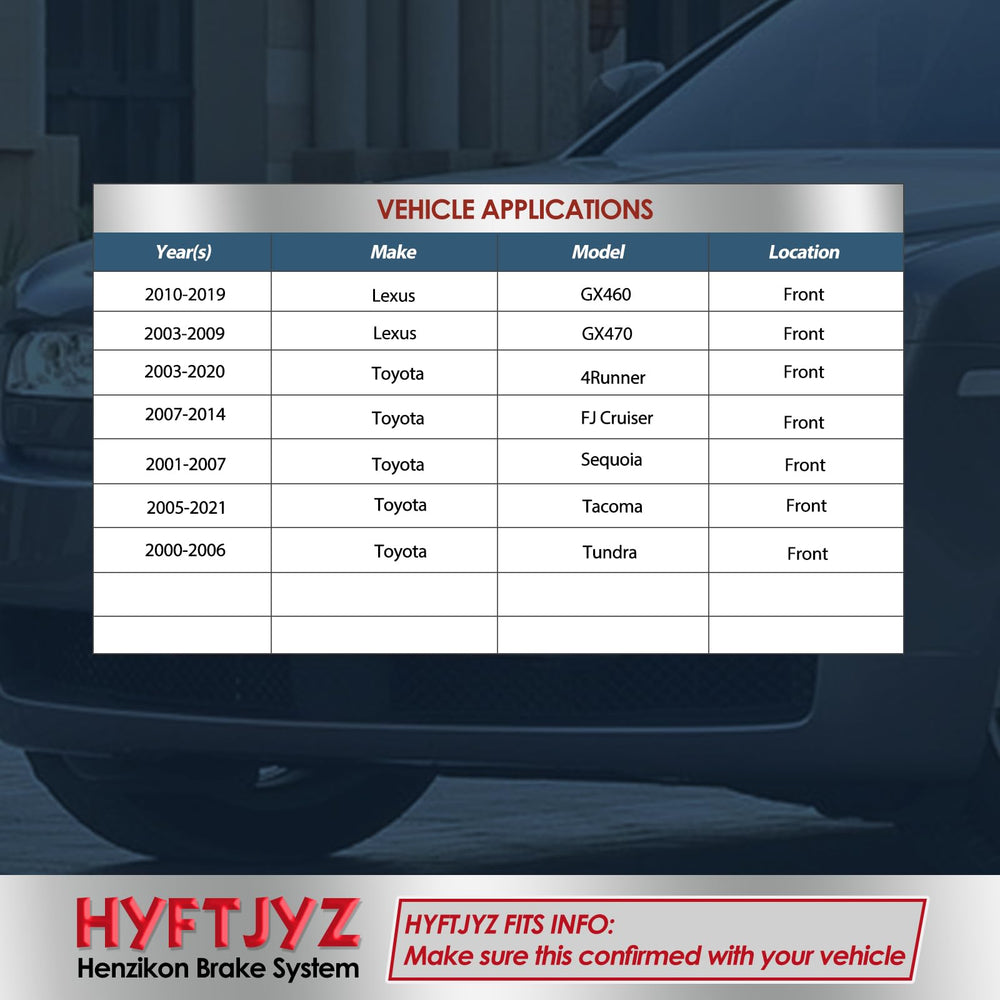 HYFTJYZ ceramic front brake pads for GX470, front view, delivering consistent braking feel
