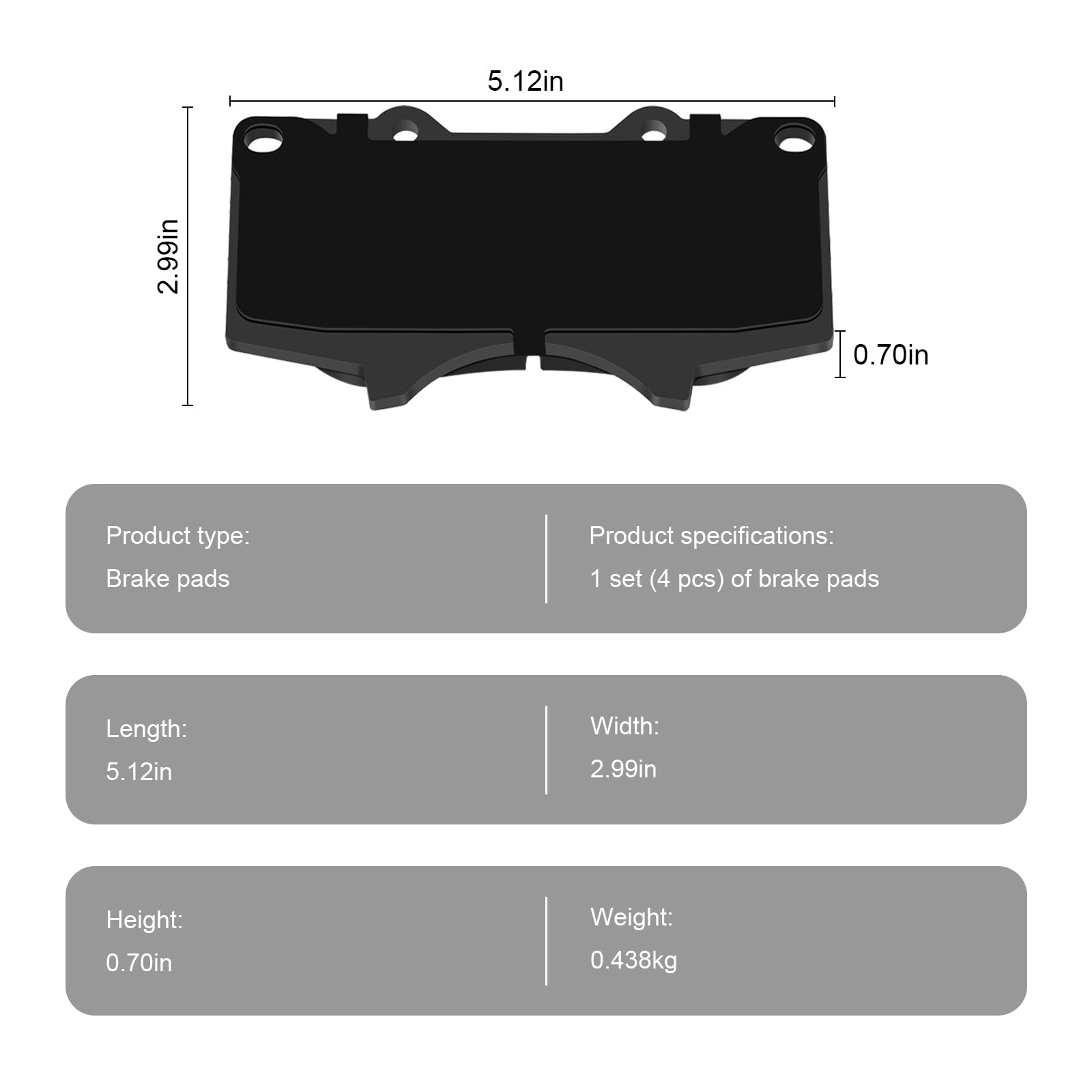 HYFTJYZ ceramic front brake pads for Sequoia, front view, keeping wheels cleaner