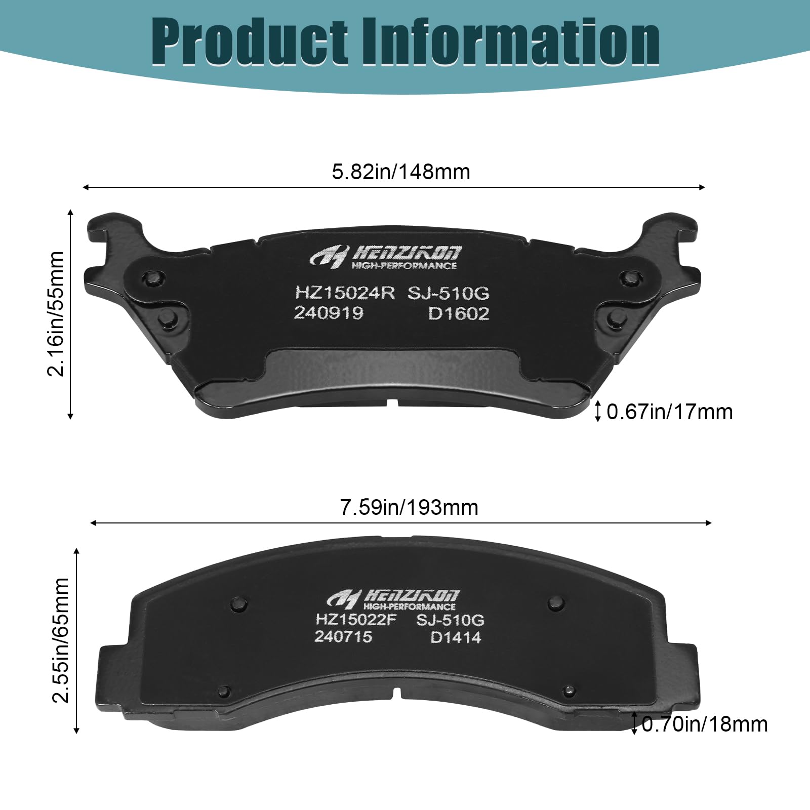 HYFTJYZ ceramic rear brake pad close-up highlights steady heat management.