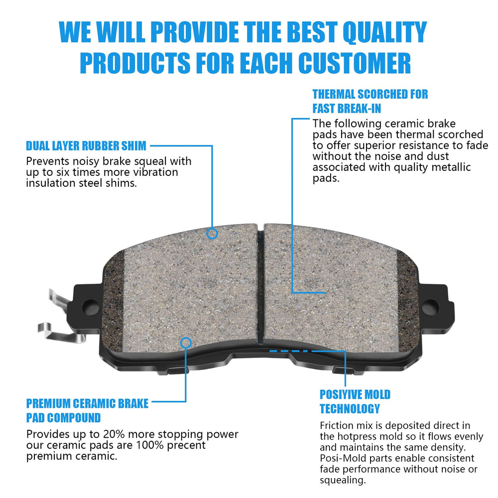 HYFTJYZ installation hardware included with front brake pads for easy DIY replacement.