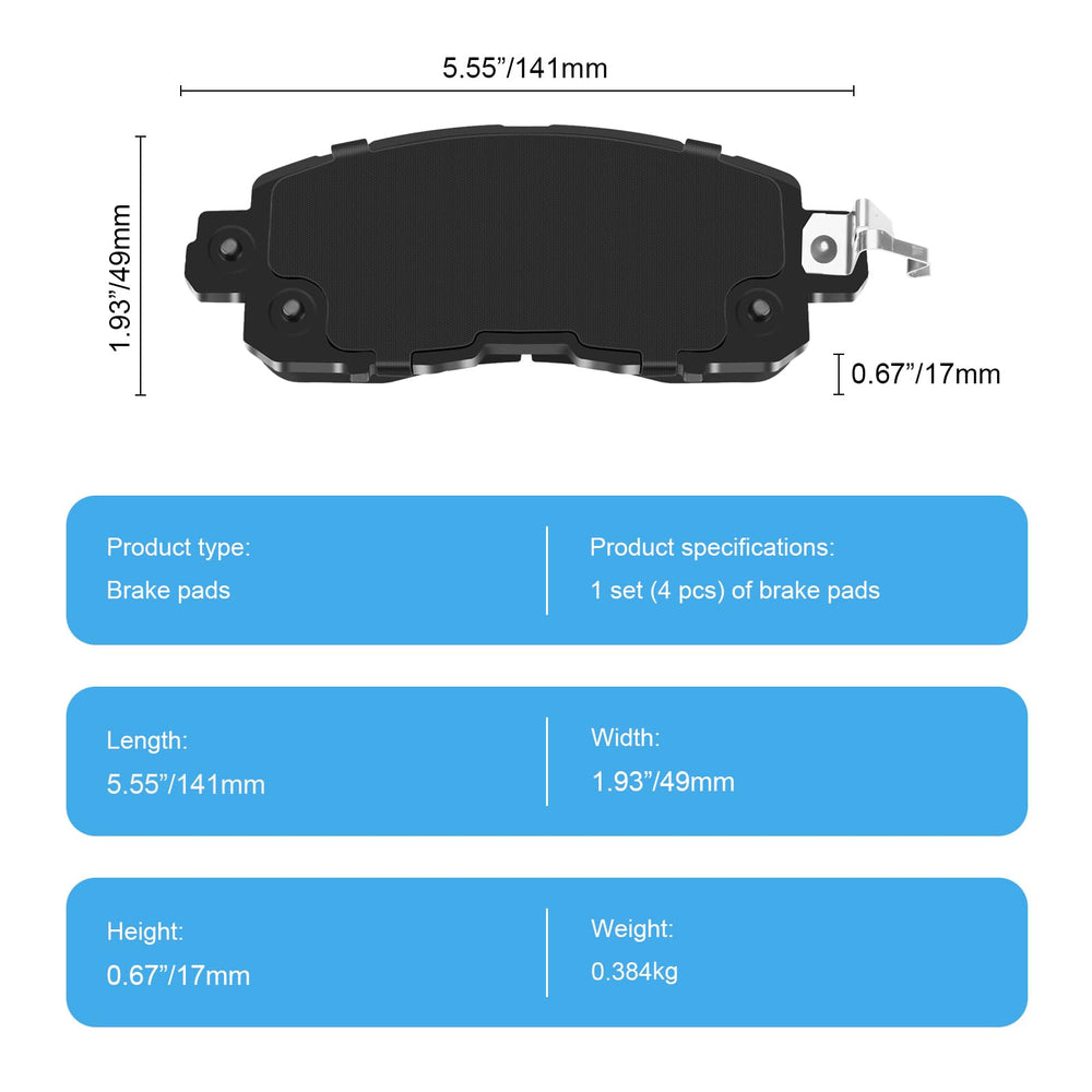 HYFTJYZ front pads resist heat for consistent braking performance.
