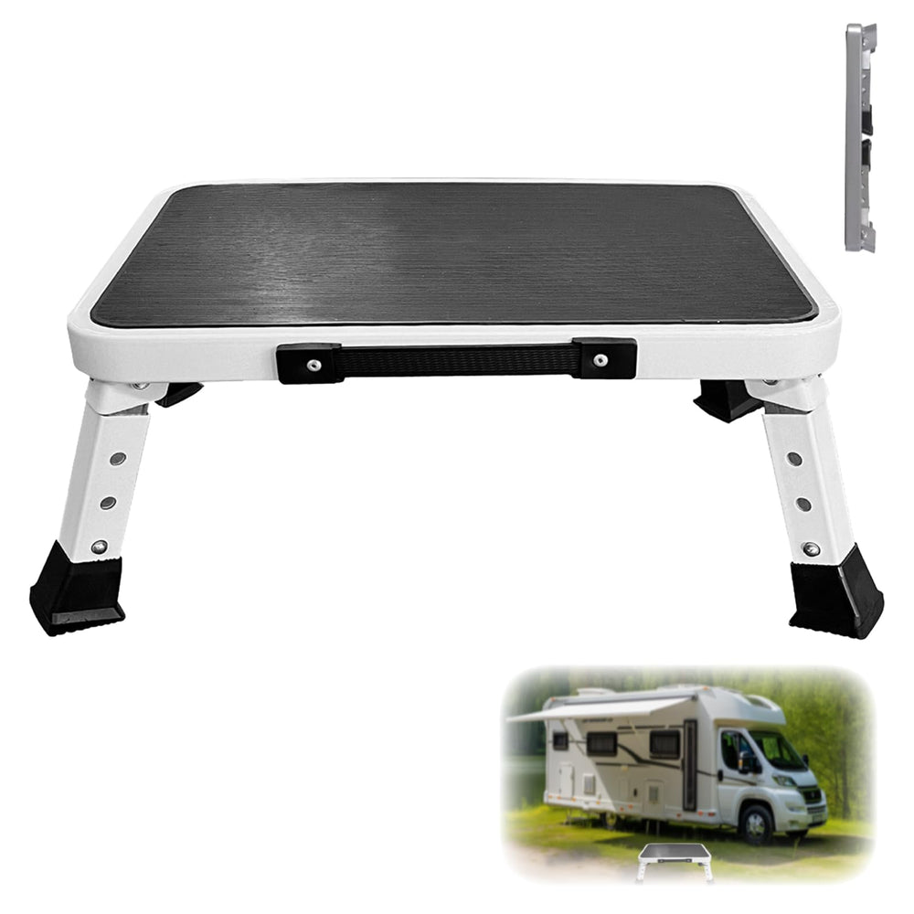 HYMIC RV Step Stool folded compactly for easy storage and transport