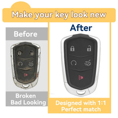 HYMOLKYE Cadillac key fob shell XTS 2015-2019 ensures easy swap.