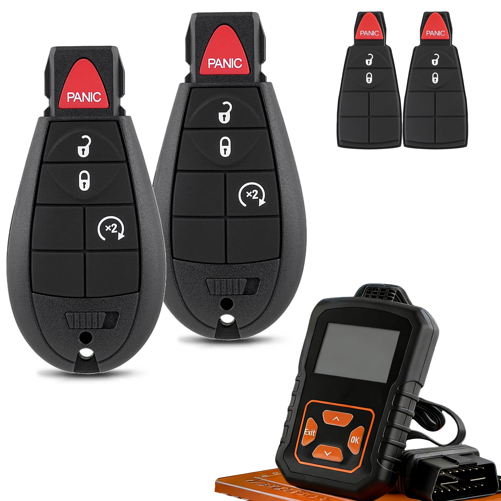 HYMOLKYE Dodge Ram key fob front view, convenient replacement option.