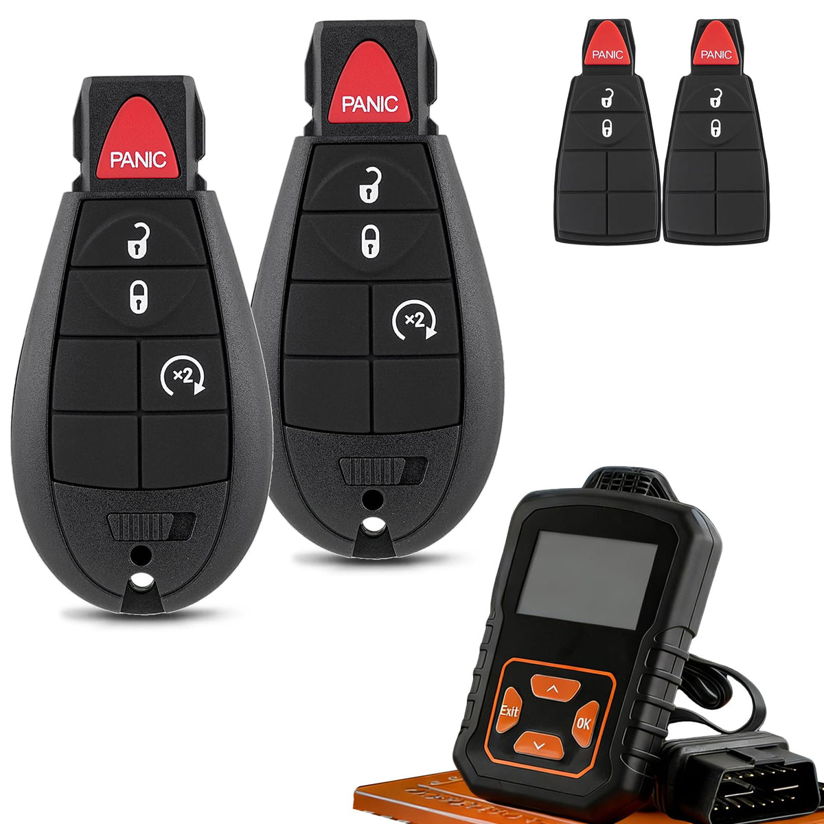 HYMOLKYE Dodge Ram key fob front view, convenient replacement option.