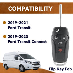 HYMOLKYE Transit flip key fob back view with FCC details and battery included