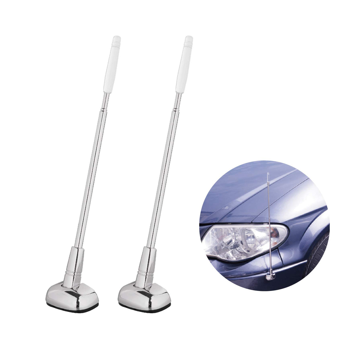Hypersonic 2-pack bumper corner antenna pole displayed for parking awareness.