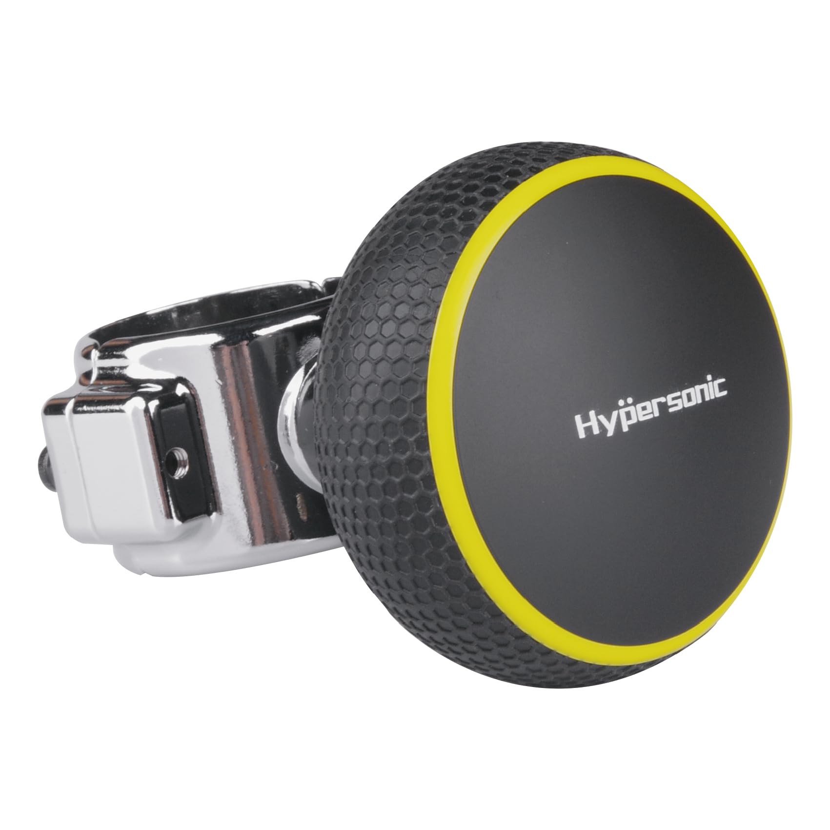 Hypersonic large yellow steering wheel knob for easier steering and control.