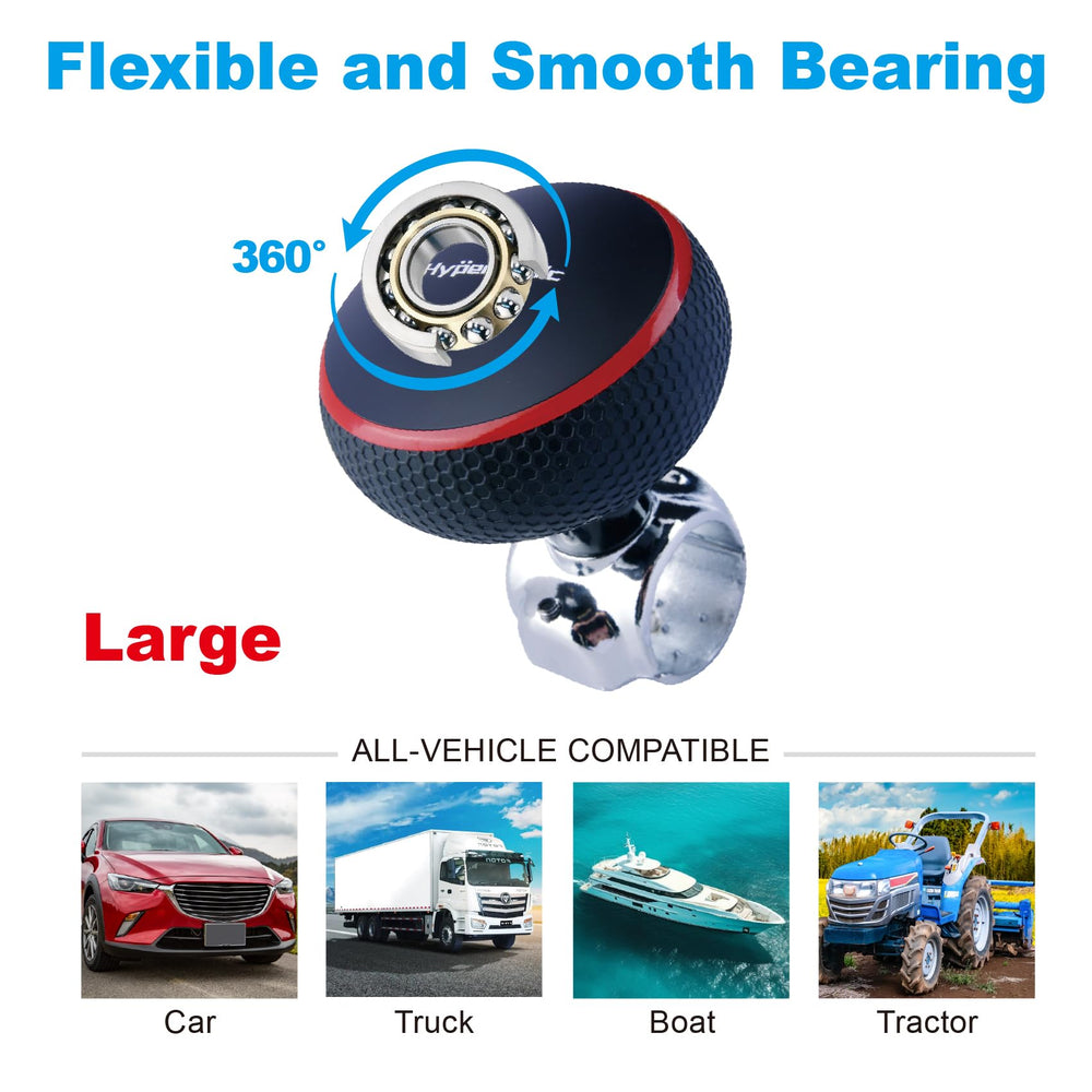 Bearing and rubber pad on Hypersonic knob protect steering wheel surface.