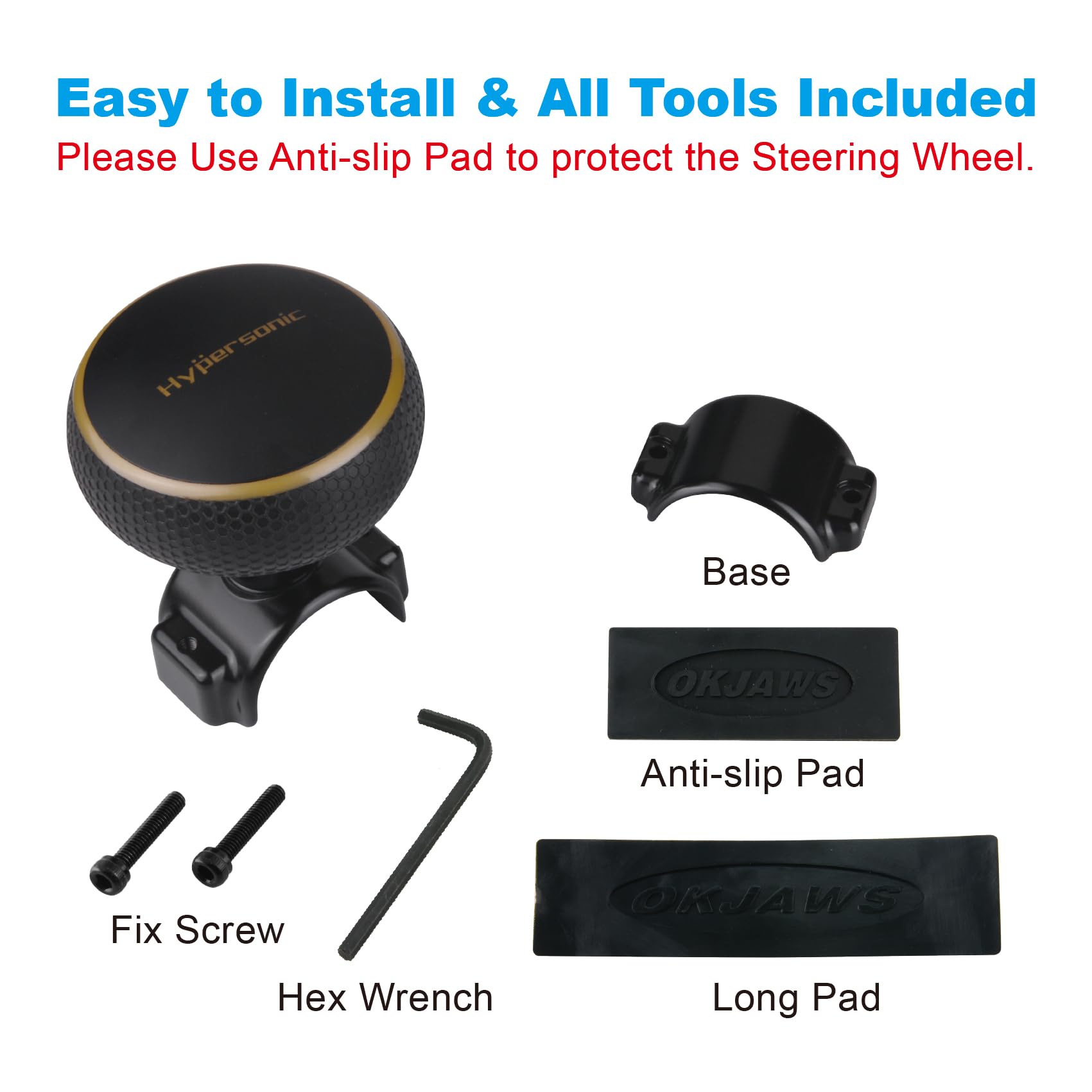 Hypersonic steering wheel knob driver use, ideal for long drives and taxis.