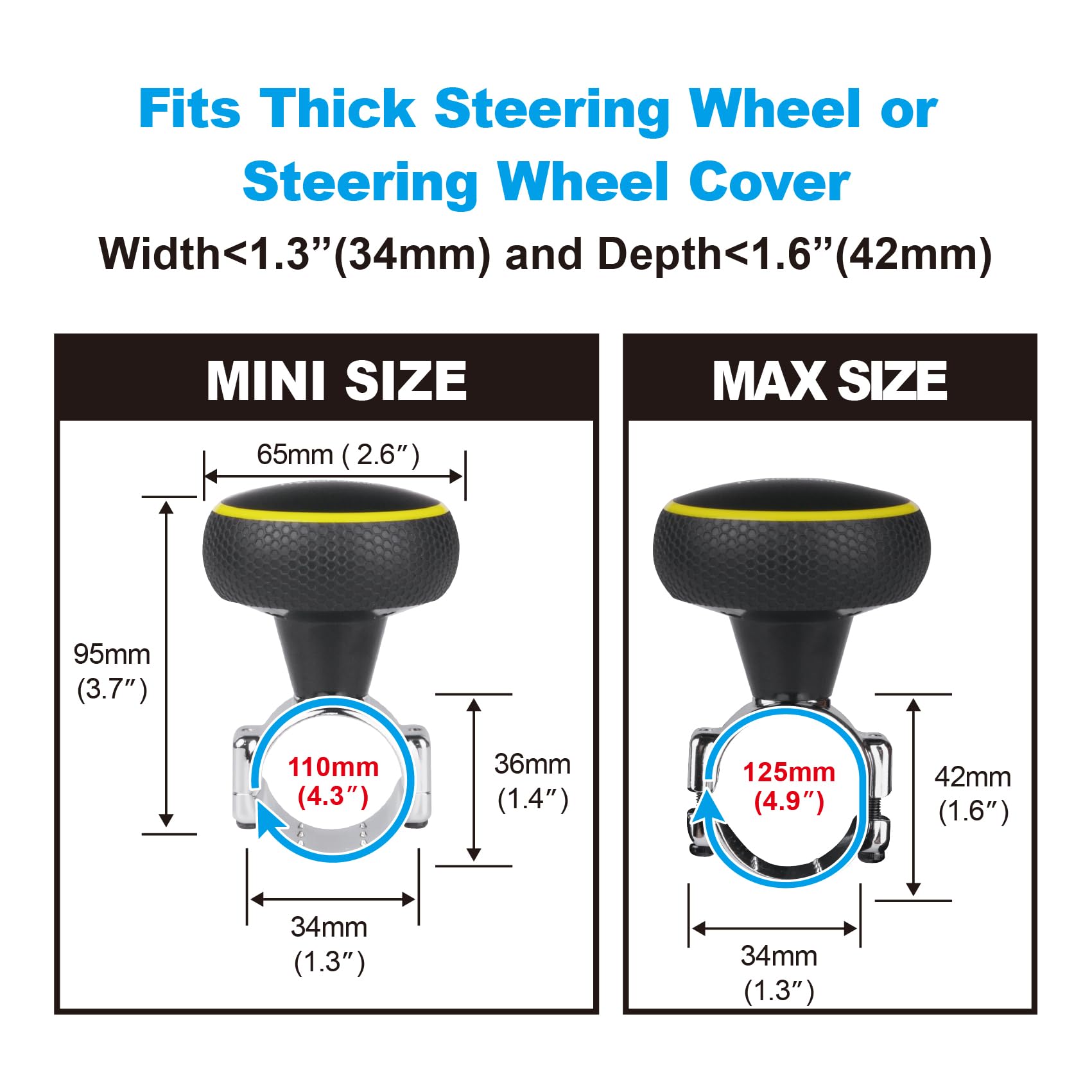 Hypersonic durable steering wheel knob resists wear for long-lasting use.