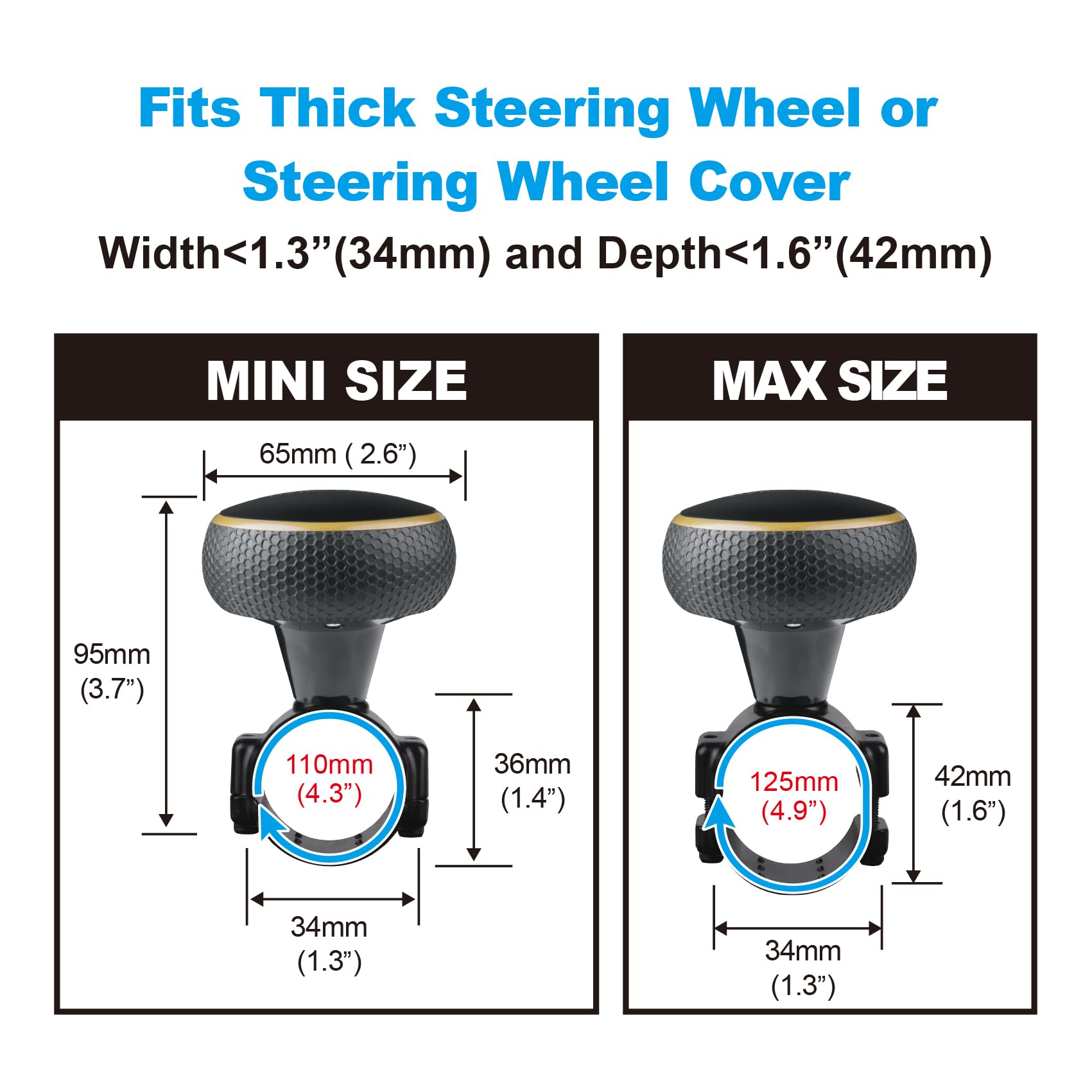 Hypersonic steering wheel knob safe edges, comfortable use with no scratches.
