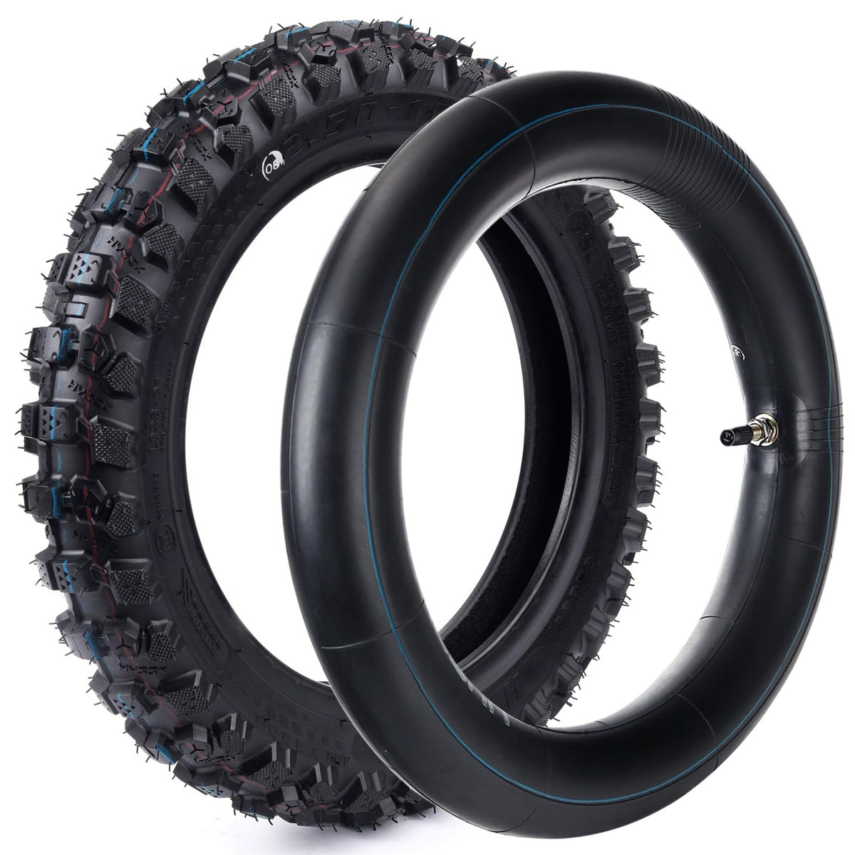Hyssk 2.50-10 front tire with deep tread for off-road grip.
