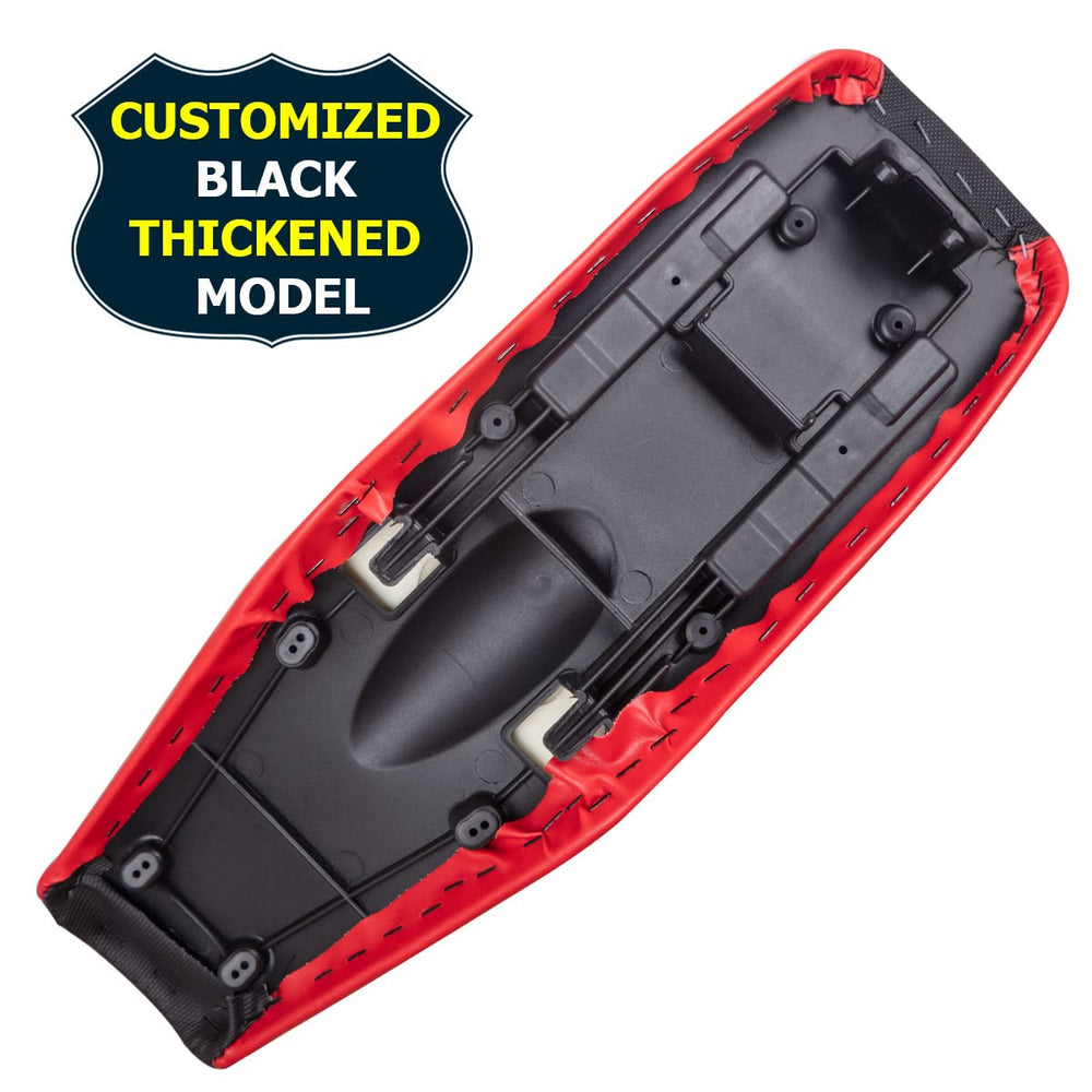 The Hyssk red tall seat features water-resistant fabric for trail endurance.