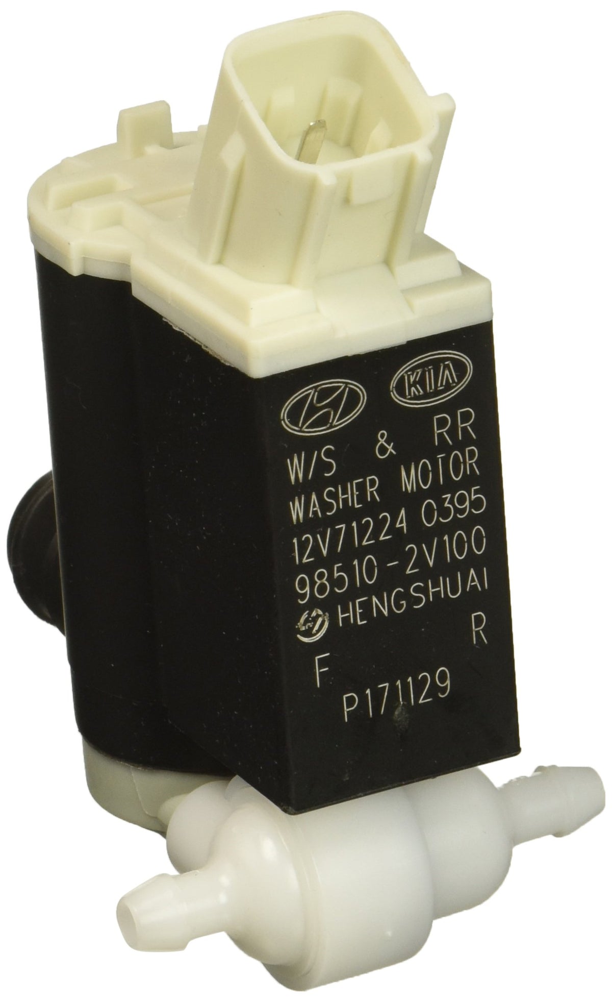 Hyundai 98510-2V100 windshield washer motor and pump front view for dependable spray.