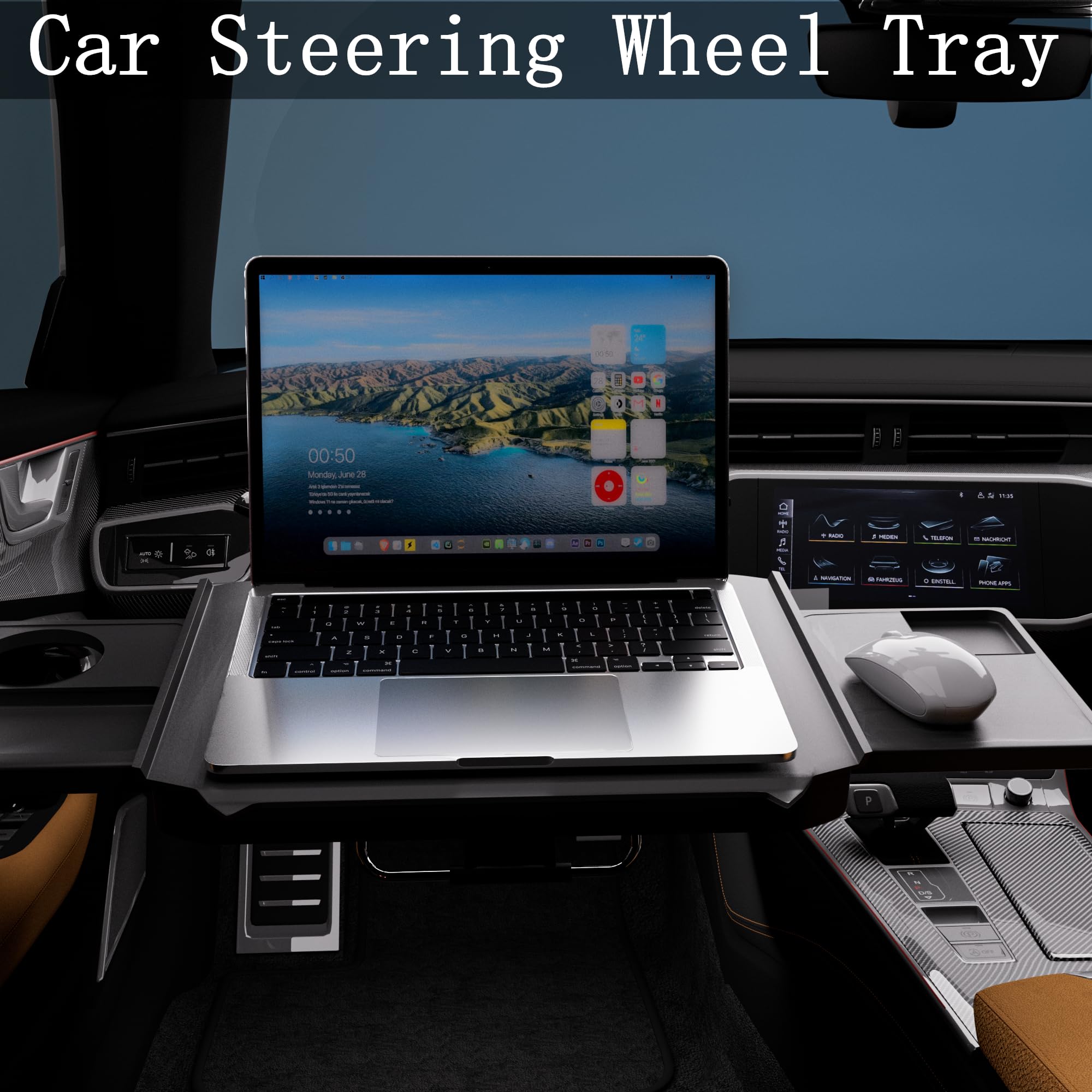 HZGAMER steering tray extended size fits laptops over 19 inches for on-the-go tasks.