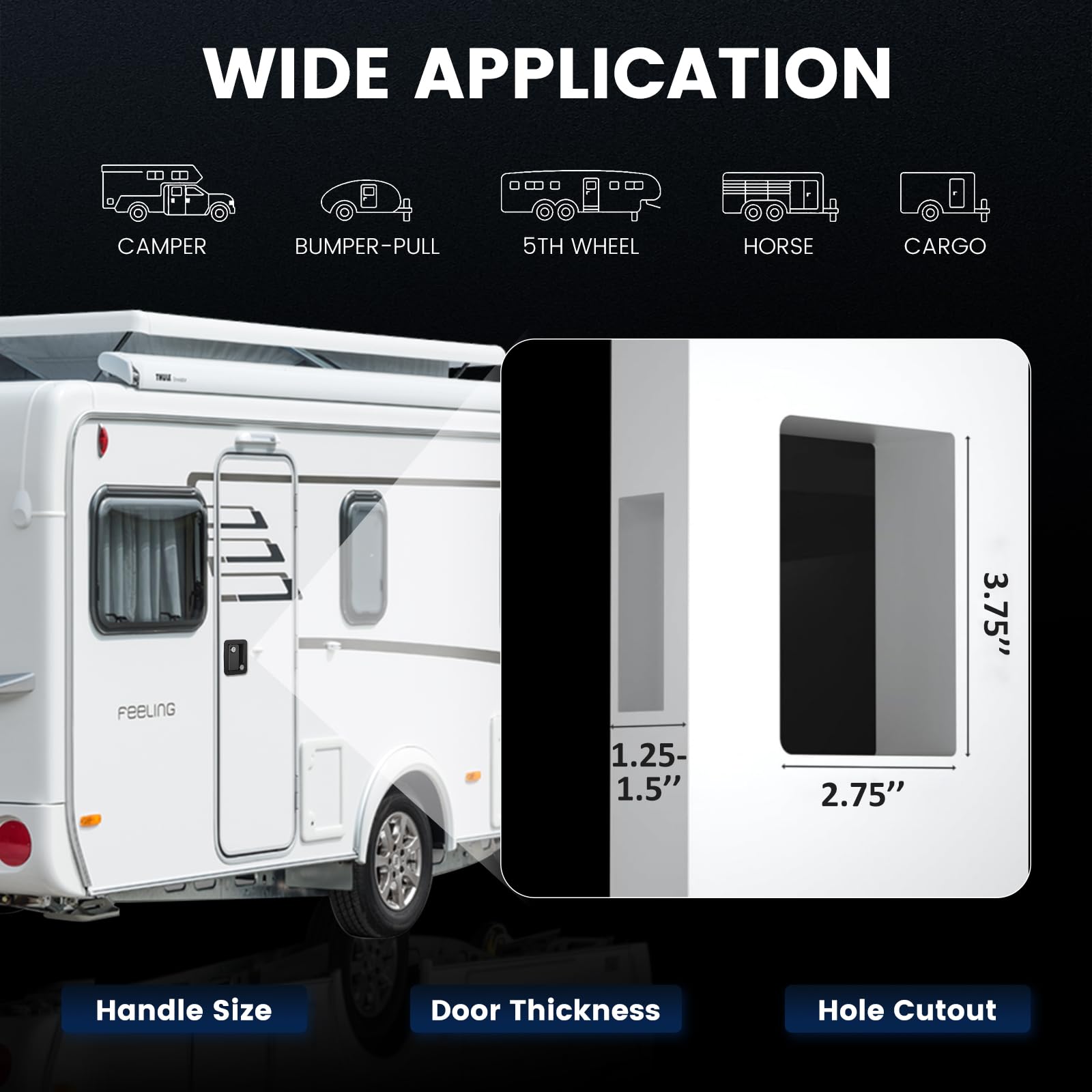 HZRVTECH RV door handle-compatible lock fits a wide range of trailers.