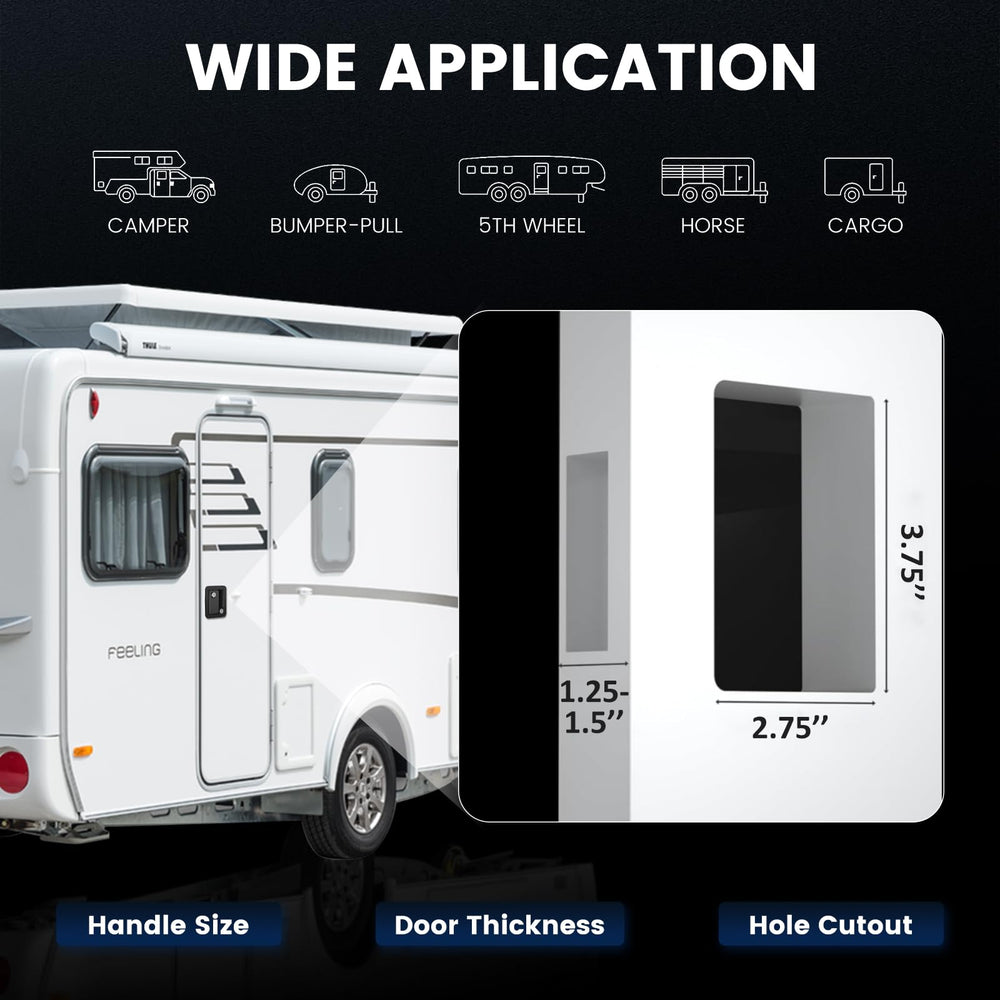 HZRVTECH RV door handle-compatible lock fits a wide range of trailers.