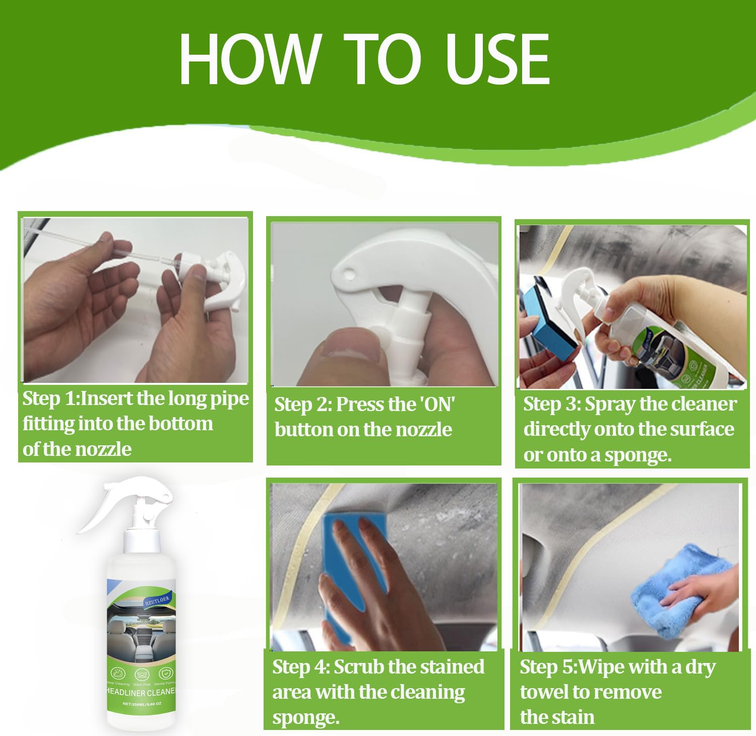 Hzutloer leather and plastic cleaner application preserves texture and gloss
