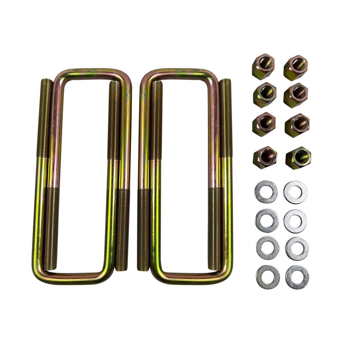 IBESTWOLF square U-bolts with hardware, zinc coated for corrosion resistance and long-term reliability.