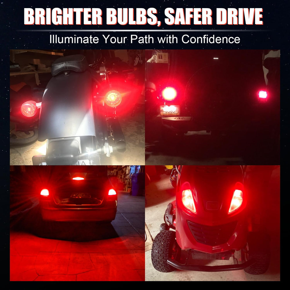 iBrightstar 1156 LED bulb red bright output illustrating strong daytime visibility