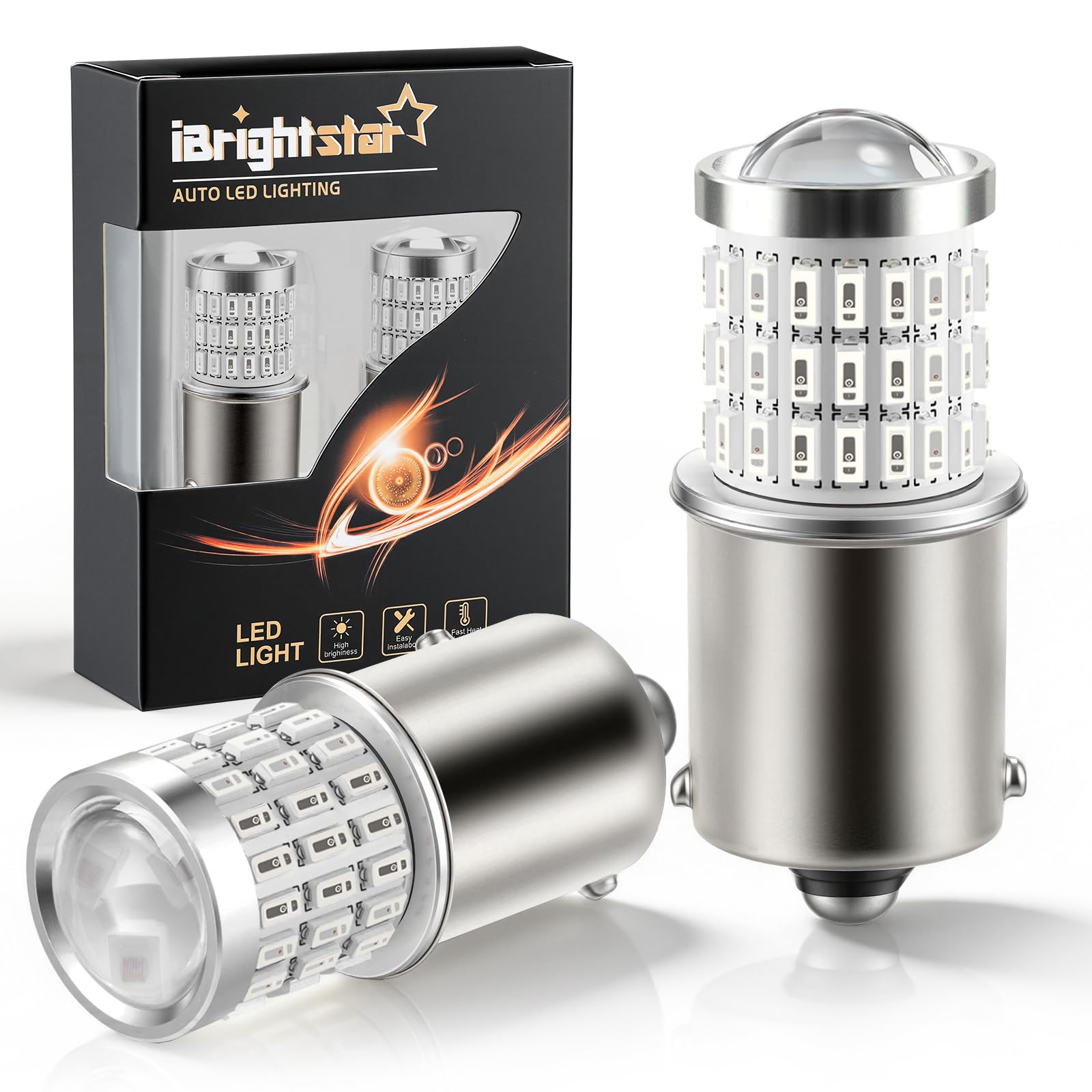 iBrightstar 1156 LED bulb red front view showing bright rear brake light performance