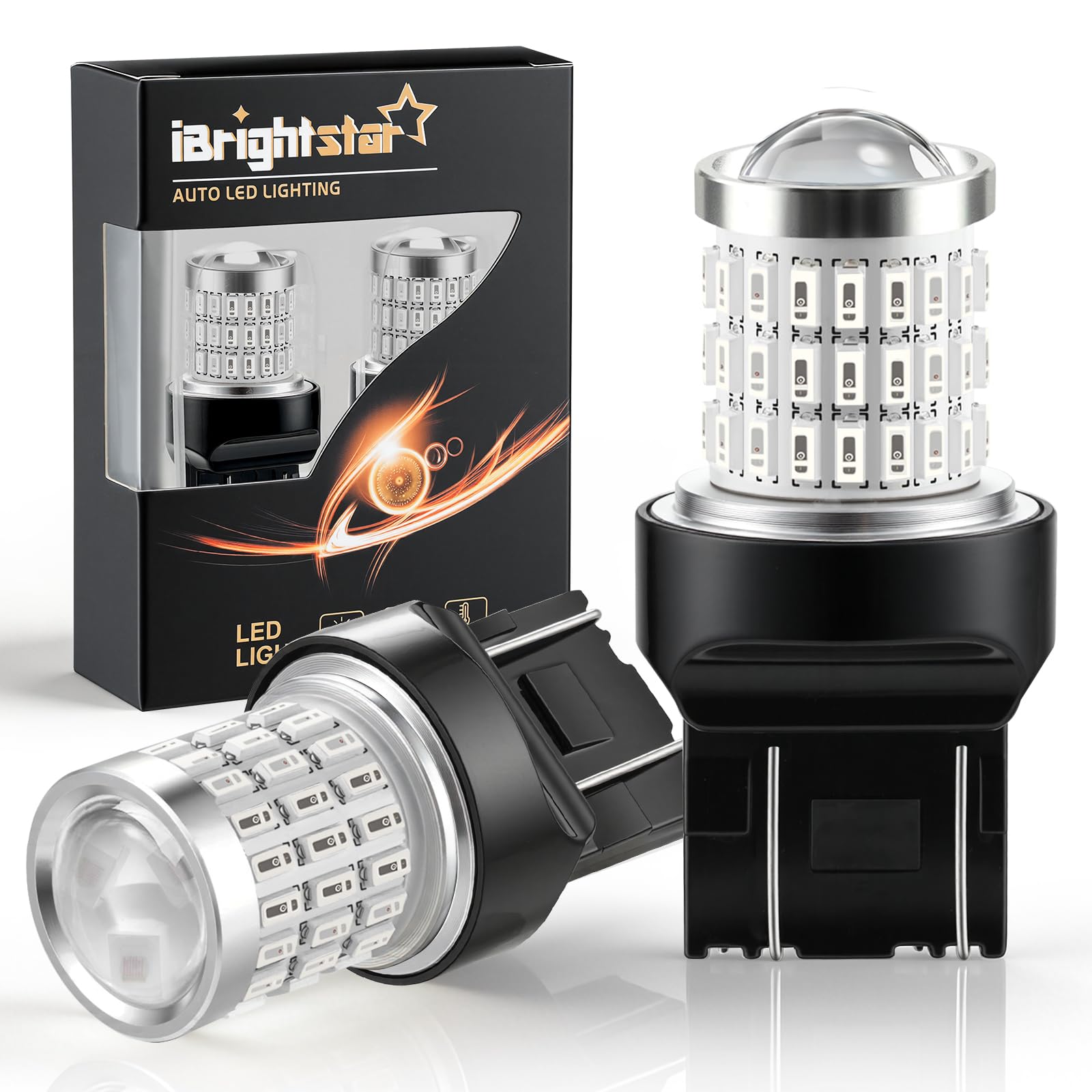 iBrightstar 7443 LED red bulb front view with bright brake signal