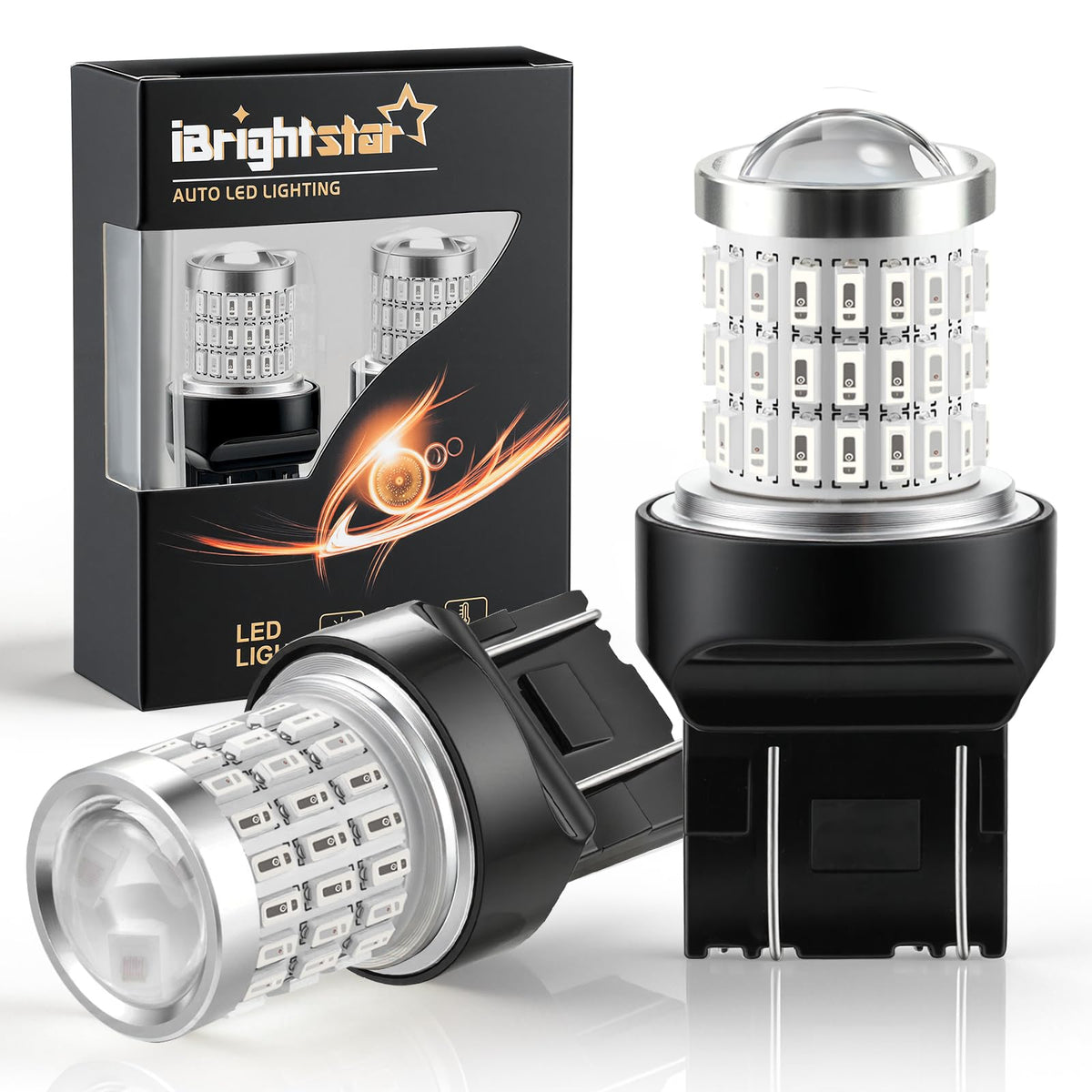 iBrightstar 7443 LED red bulb front view with bright brake signal