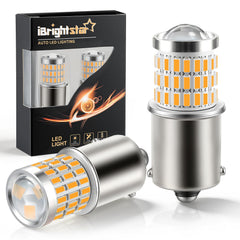 iBrightstar amber 1156 LED bulb front view for brighter vehicle signals