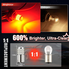 iBrightstar BAY15D LED bulb close-up shows high-output beam for safer signaling.