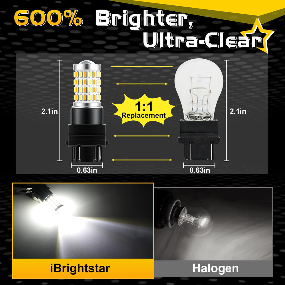 iBrightstar switchback amber bulbs showing distinct turn signal indication.
