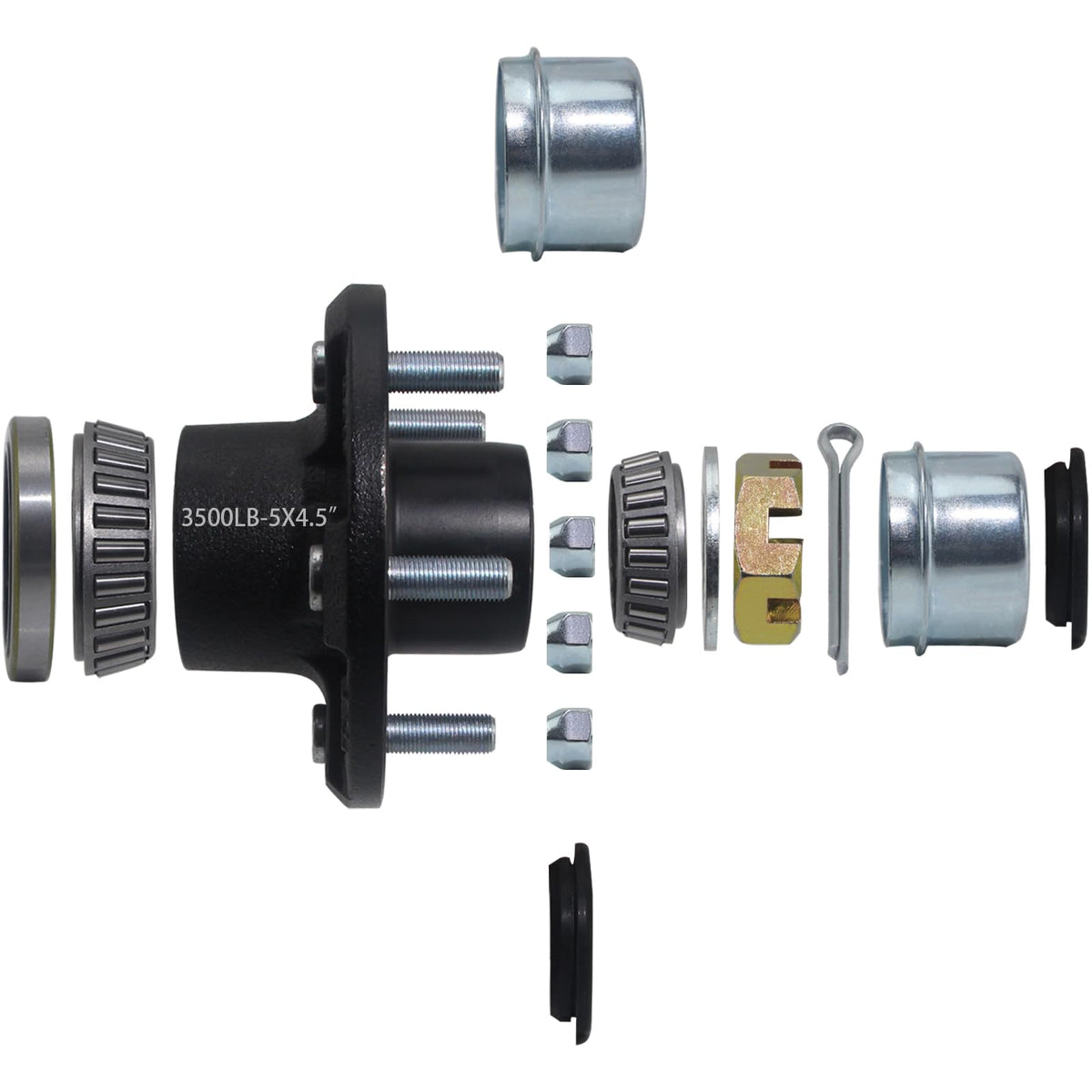 iBroPrat trailer hub kit with 5-bolt 4-5 inch hub for 3,500 lb axles