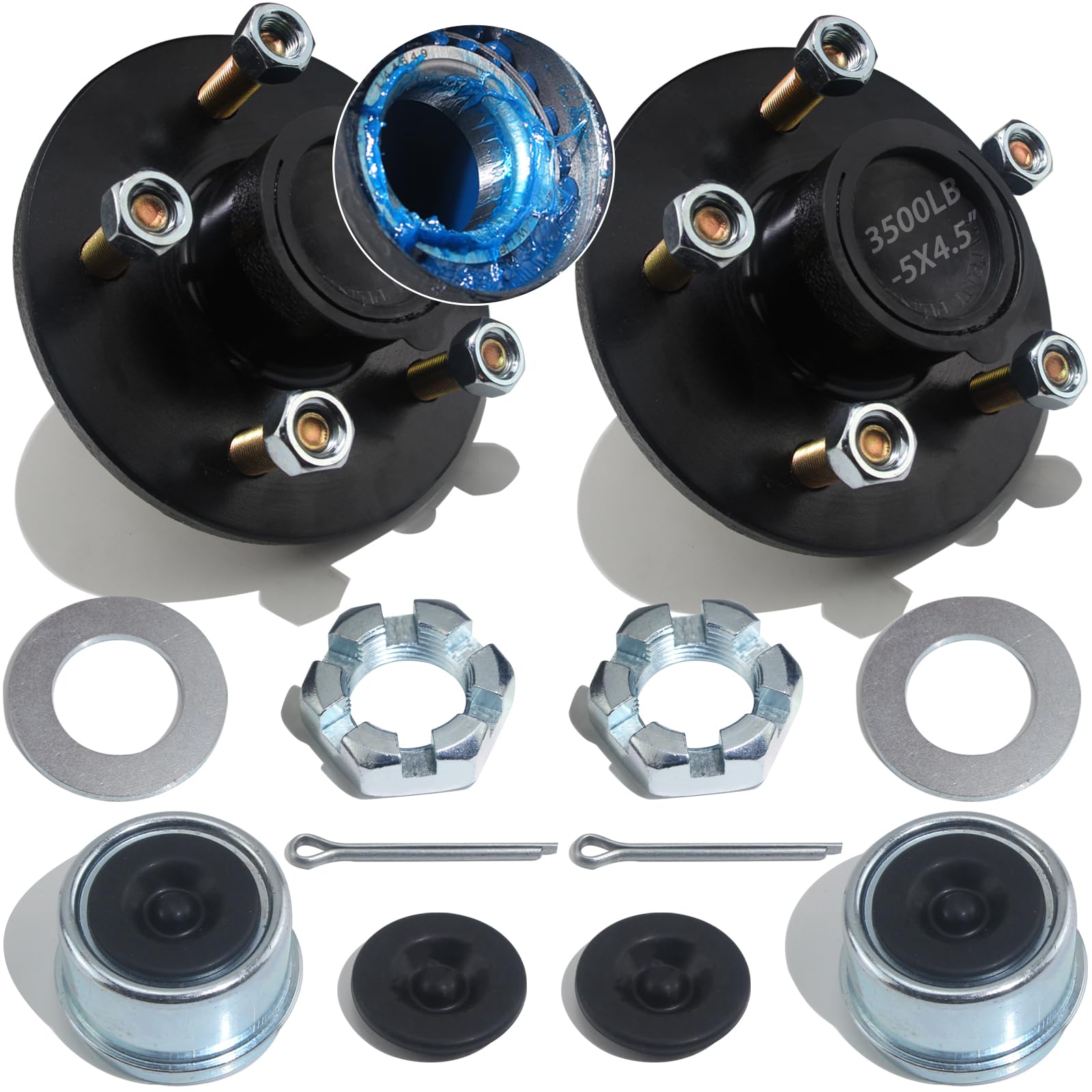 iBroPrat trailer idler hub kit with 5-bolt 4.5 in pattern for 3500 lb trailers