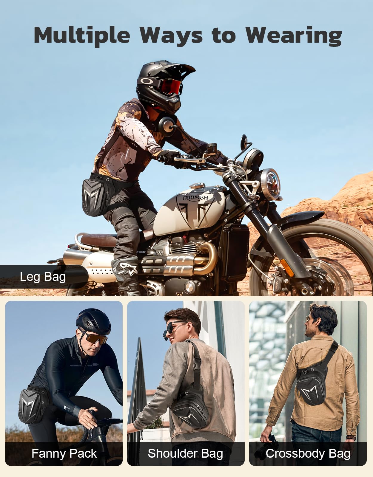 iBytoc thigh bag leg-strap two compartments keeps essentials organized on the go.