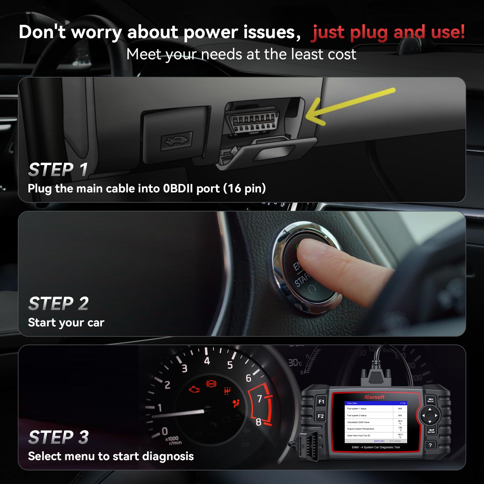 iCarsoft E660 supports 10,000+ vehicles across multiple brands