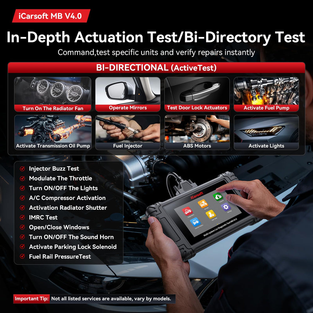 iCarsoft MB V4.0 full-system diagnostics across engine and more