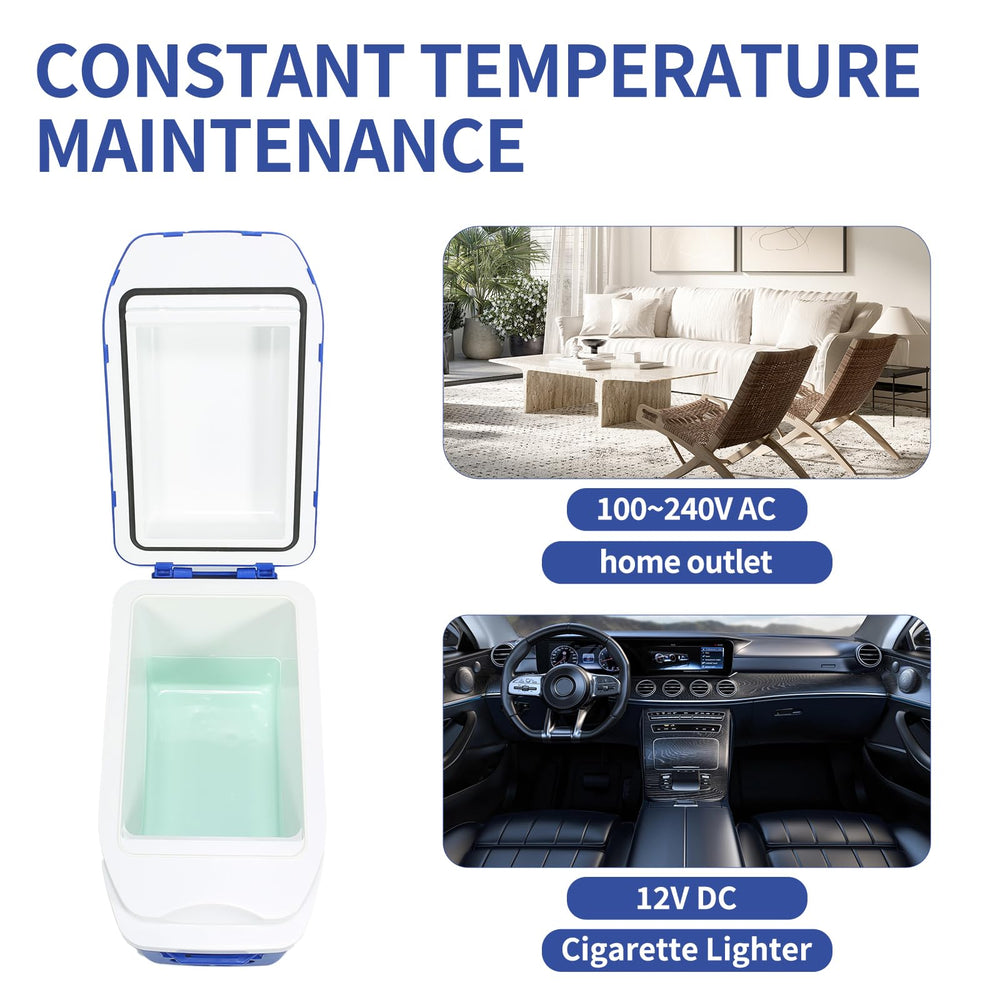 Iceblue mini fridge durable outer shell, protects items during travel.