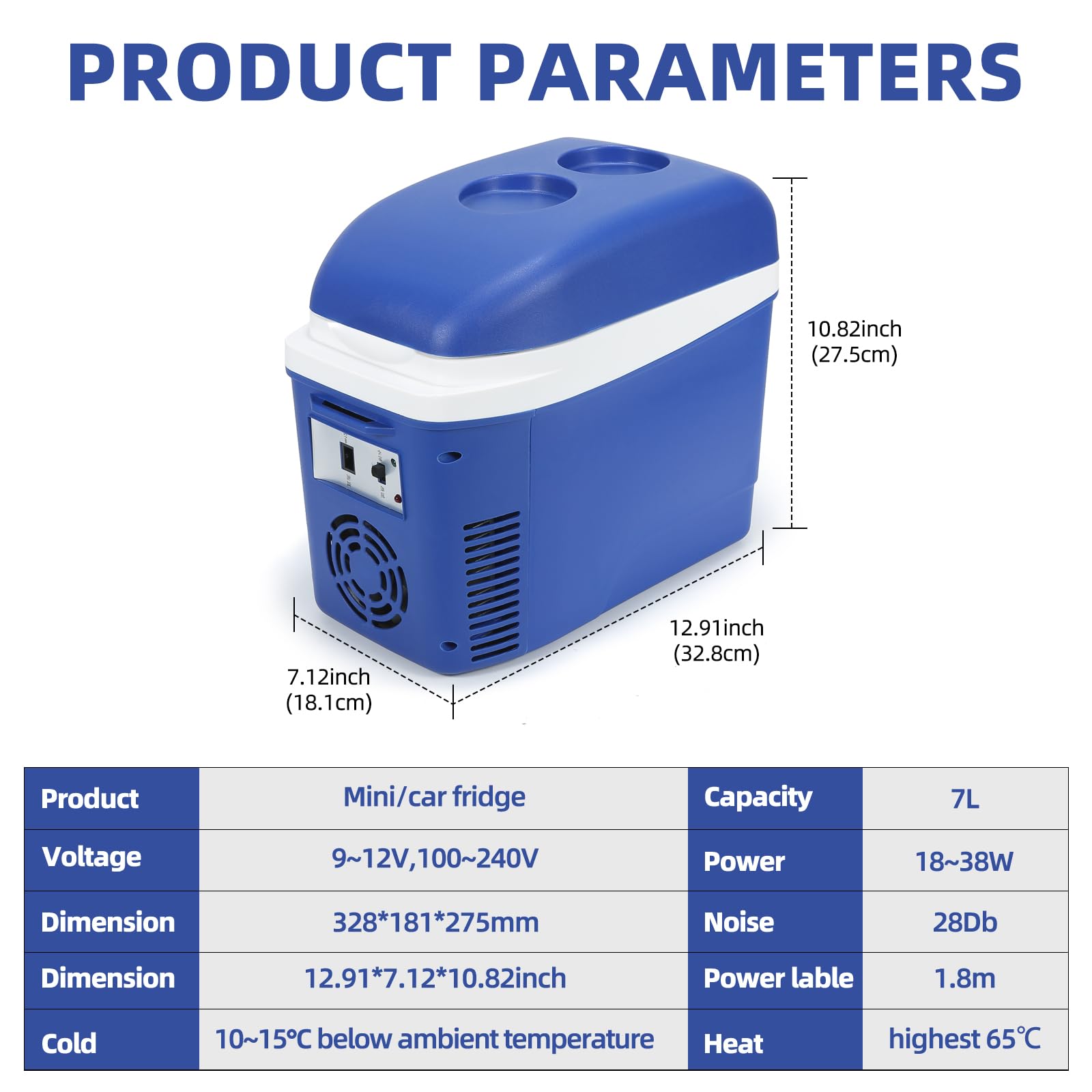 Iceblue mini fridge gift-ready, stylish blue color for gifting.
