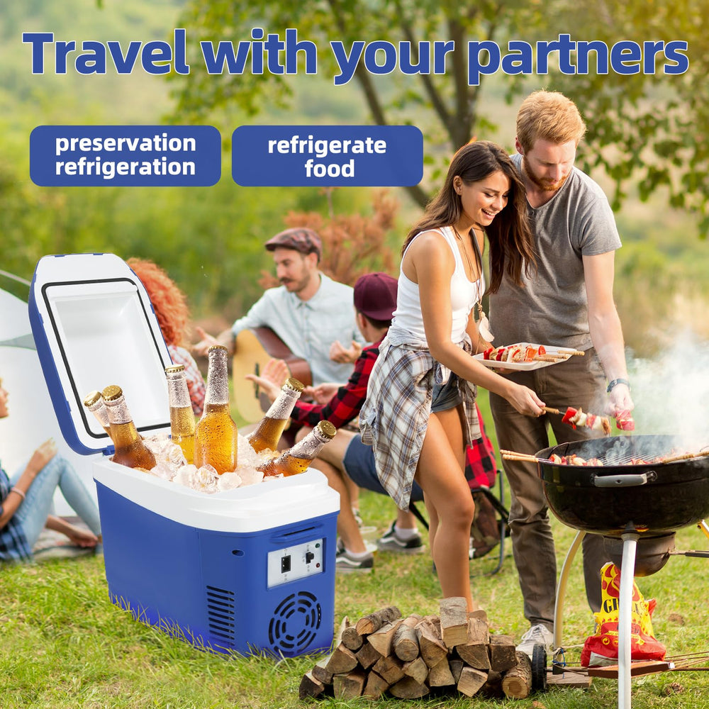 Iceblue mini fridge with household plug, flexible power for home use.
