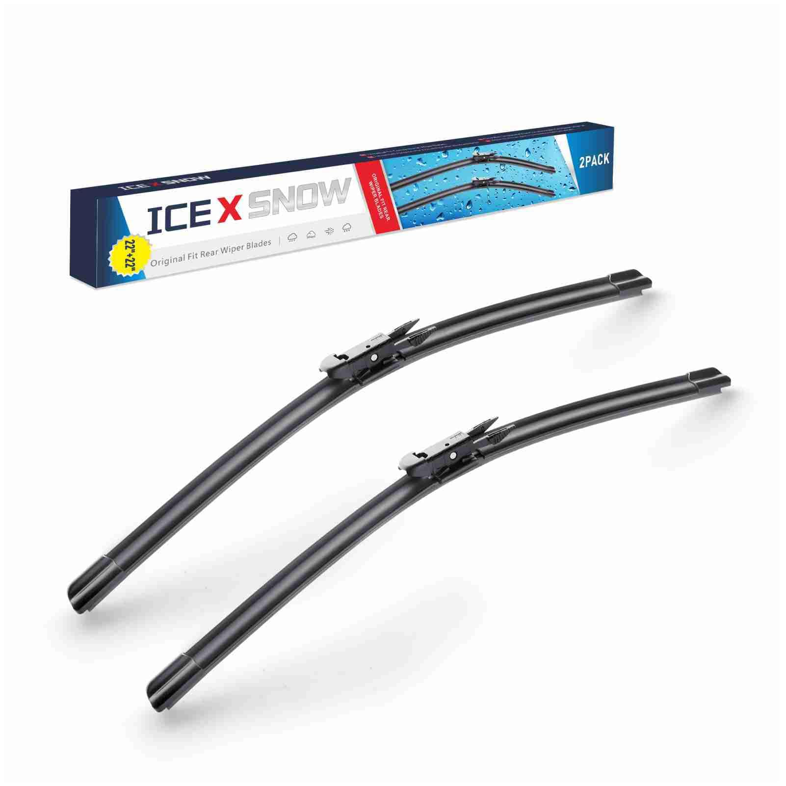 icexsnow 22in wiper blades front view, set of 2 for Silverado and Sierra, ready for replacement
