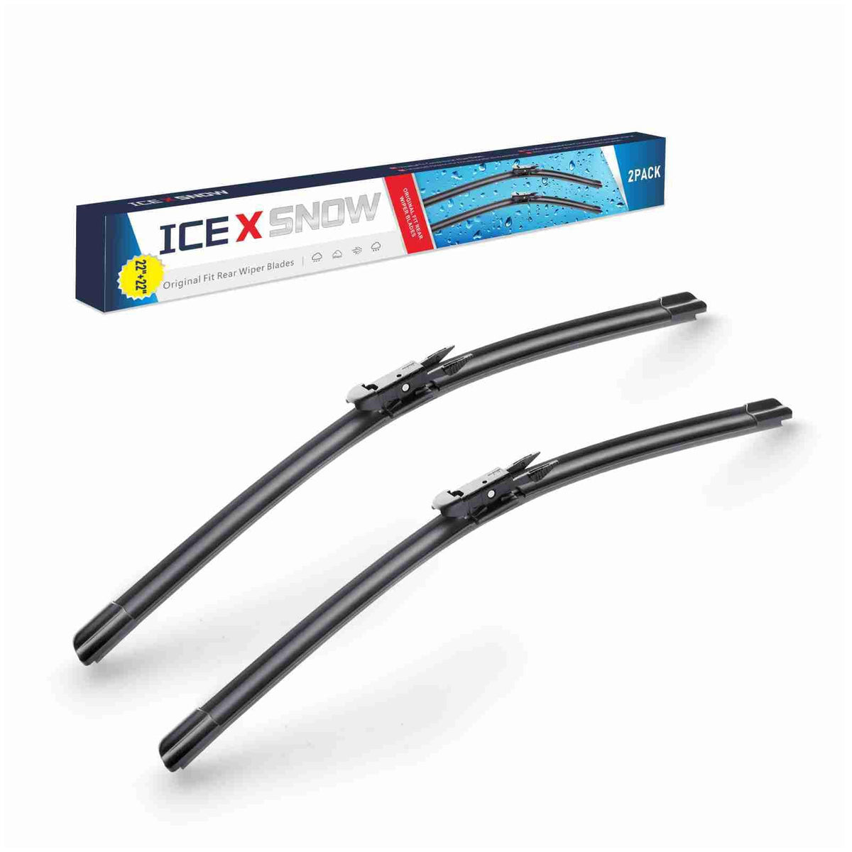 icexsnow 22in wiper blades front view, set of 2 for Silverado and Sierra, ready for replacement