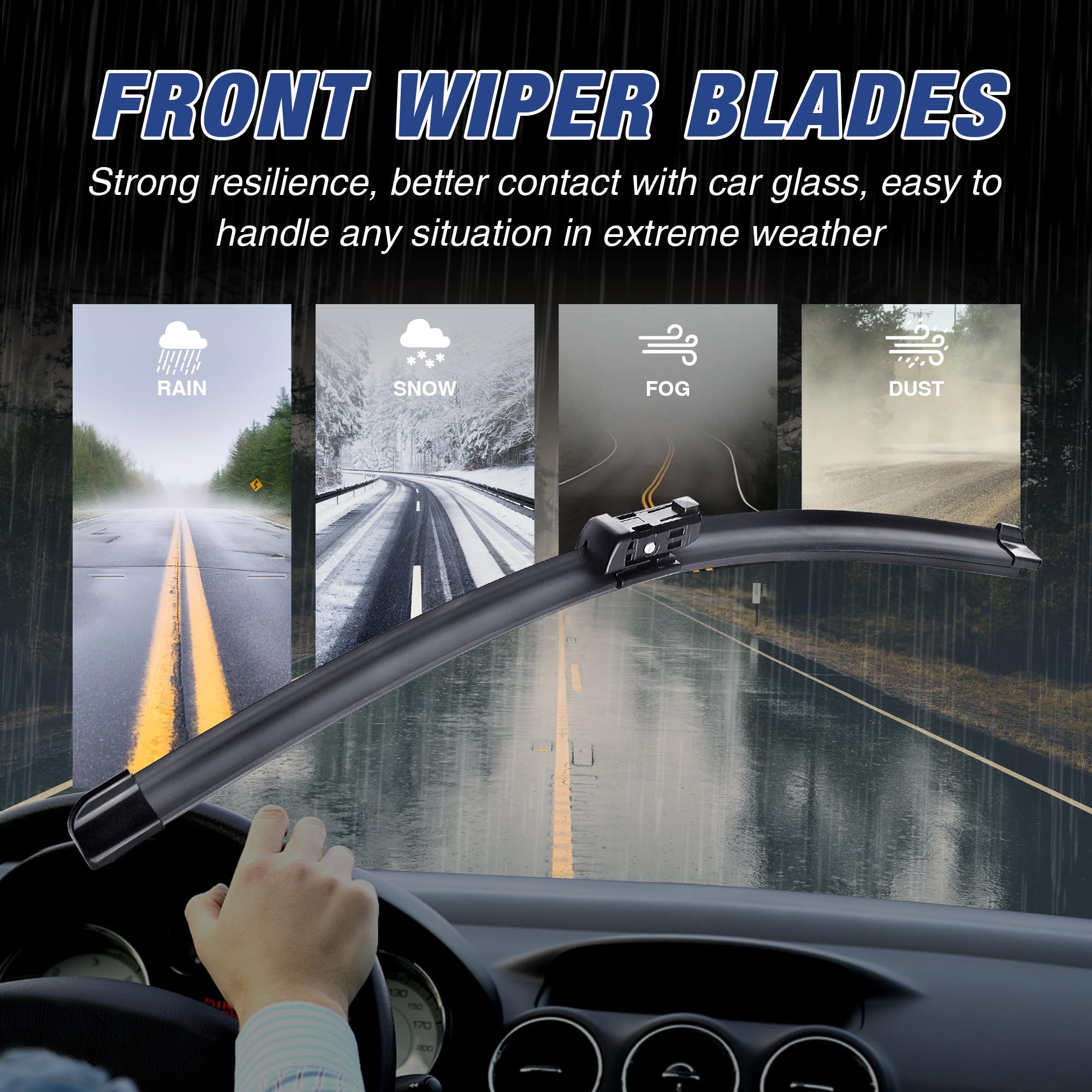 icexsnow 24-19 wiper blades clean view: improves windshield clarity.