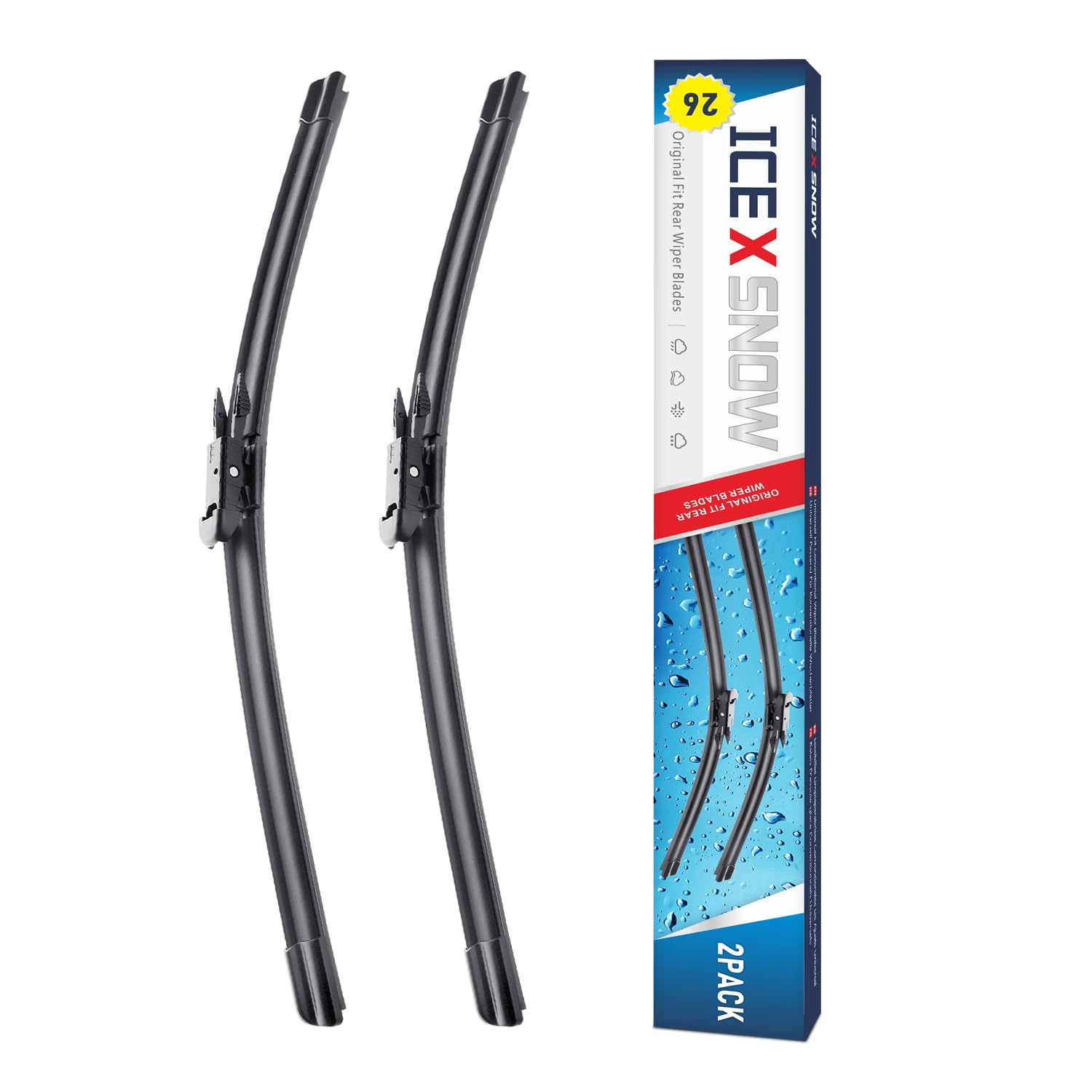 icexsnow 26-inch wiper blades pack of 2 ready for quick replacement