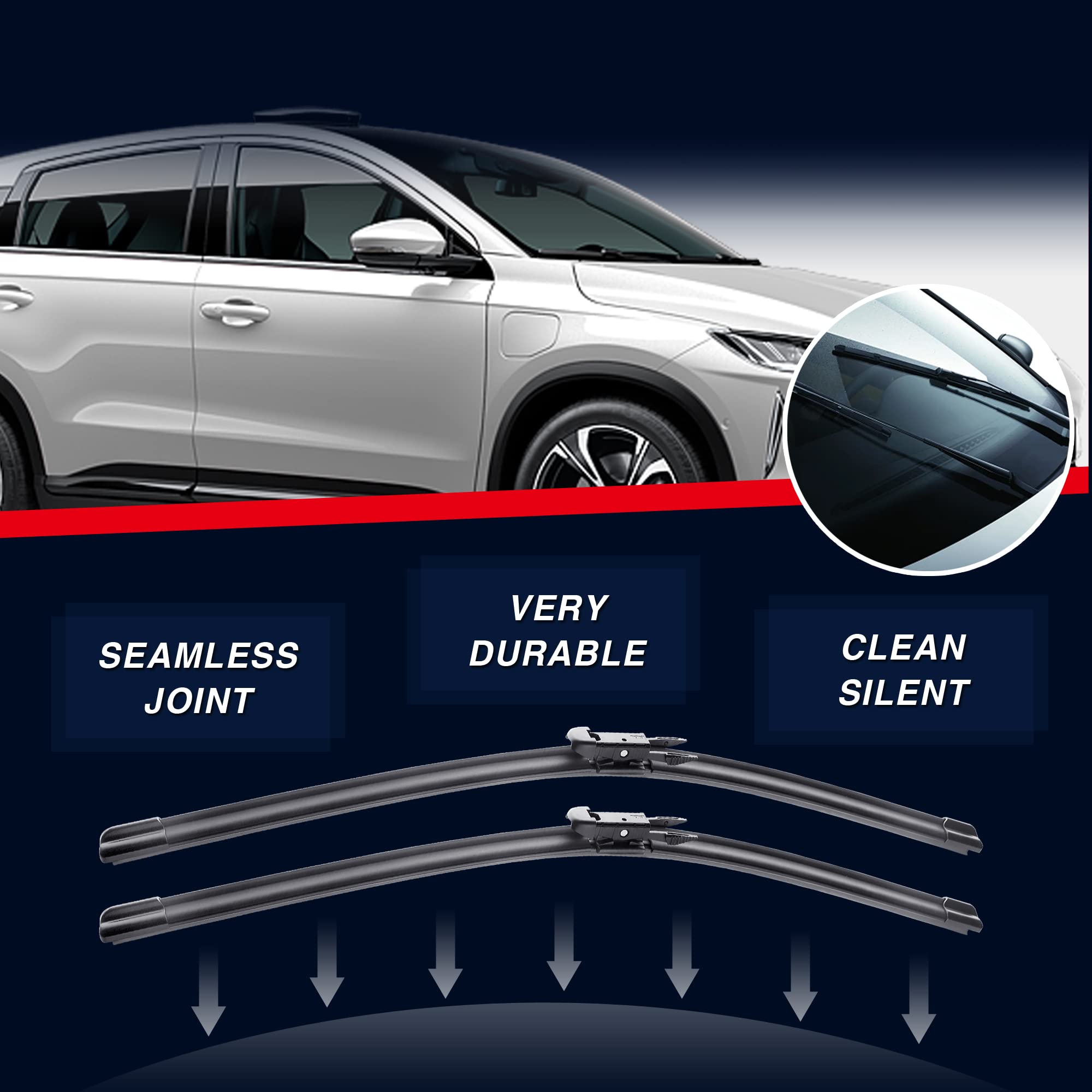 icexsnow Audi Q7 compatible wiper blades mounted on windshield