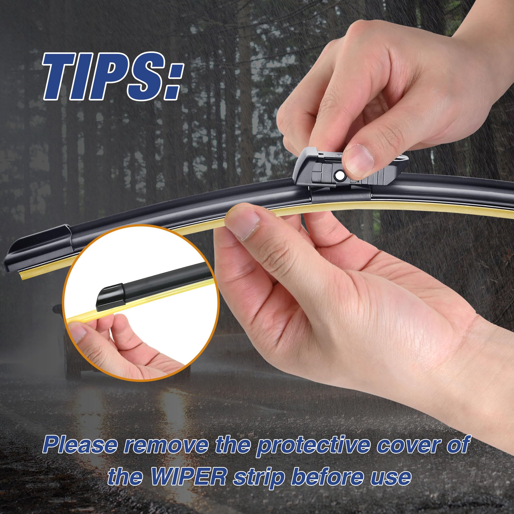 icexsnow road-test wiper blade on windshield in clear view