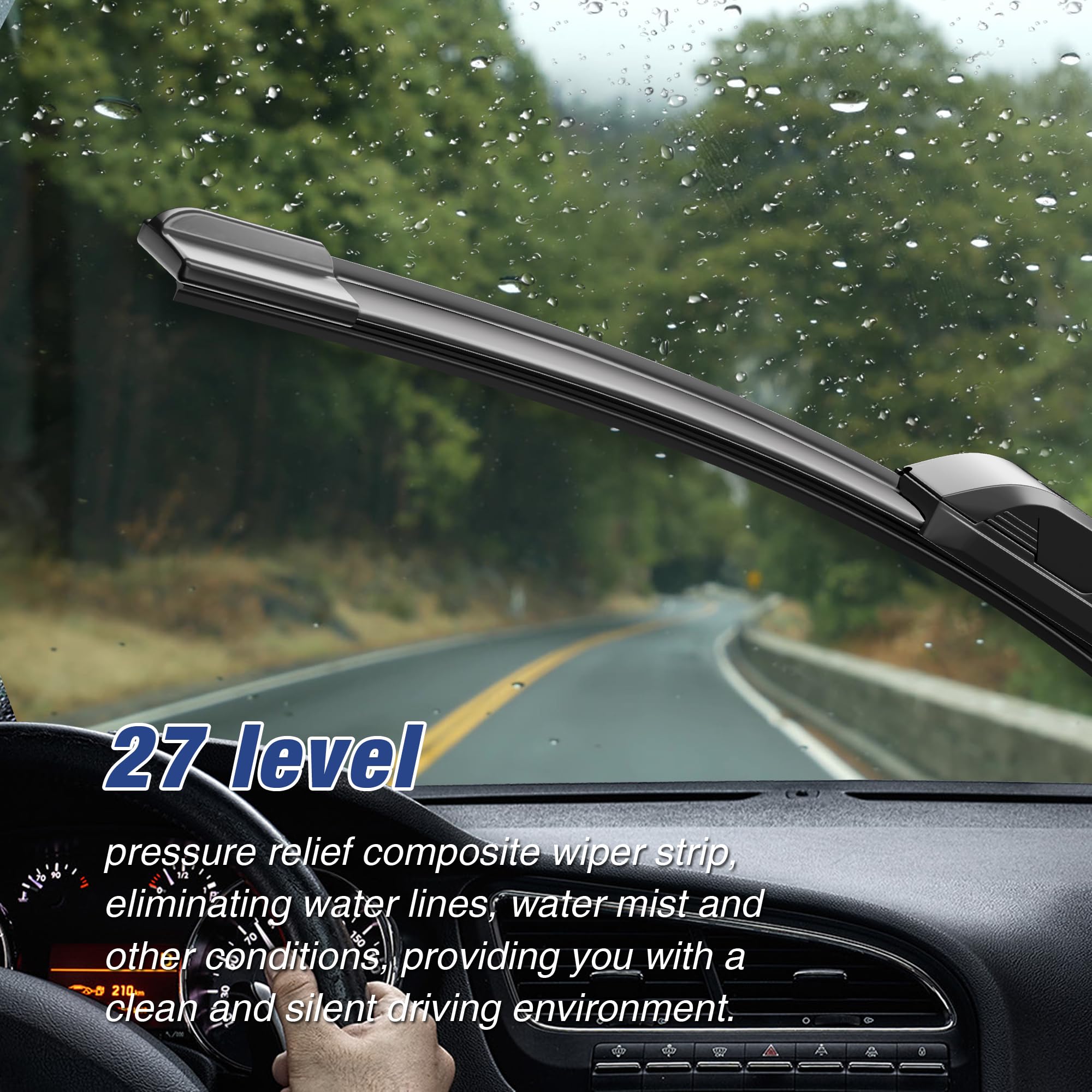 Water beading action with silicone-coated blade surface improves wet-weather visibility
