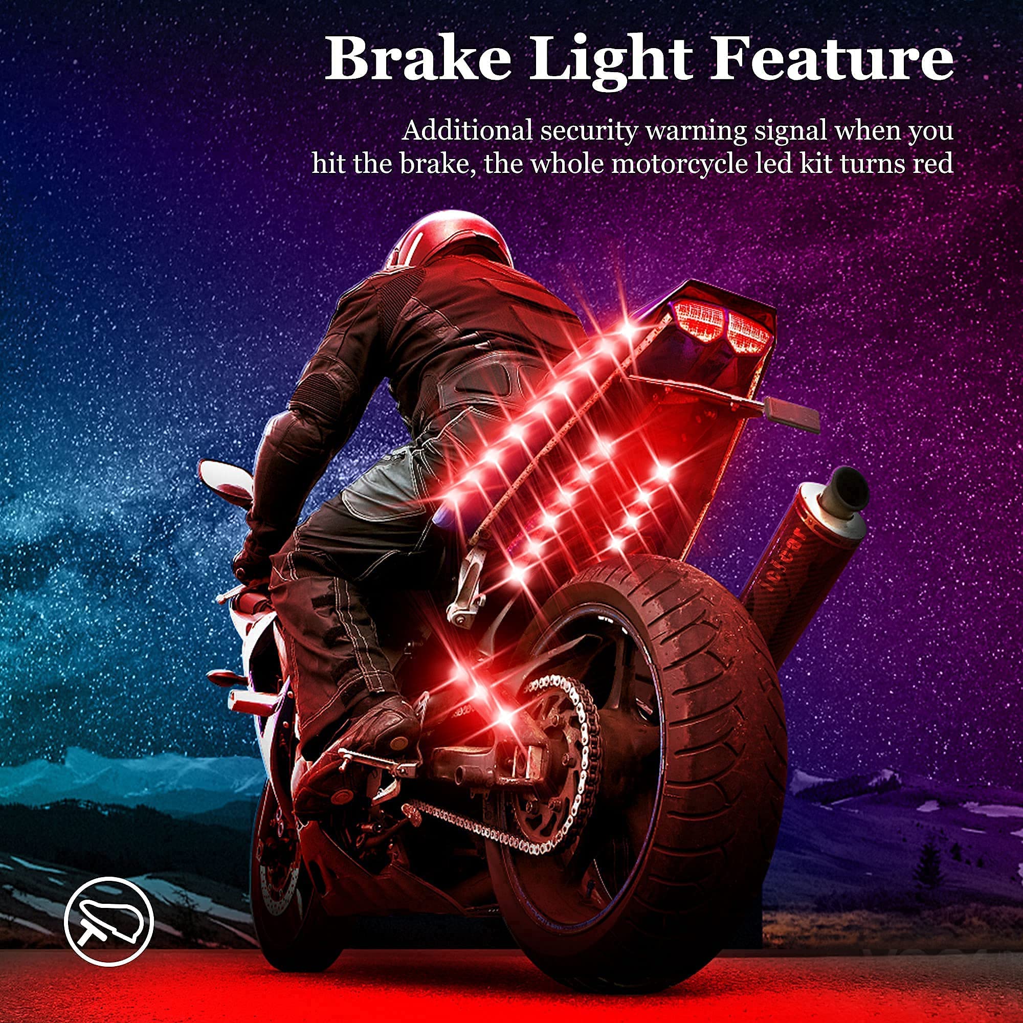 icicar underglow dynamic colors showcase vibrant, customizable motorcycle lighting.
